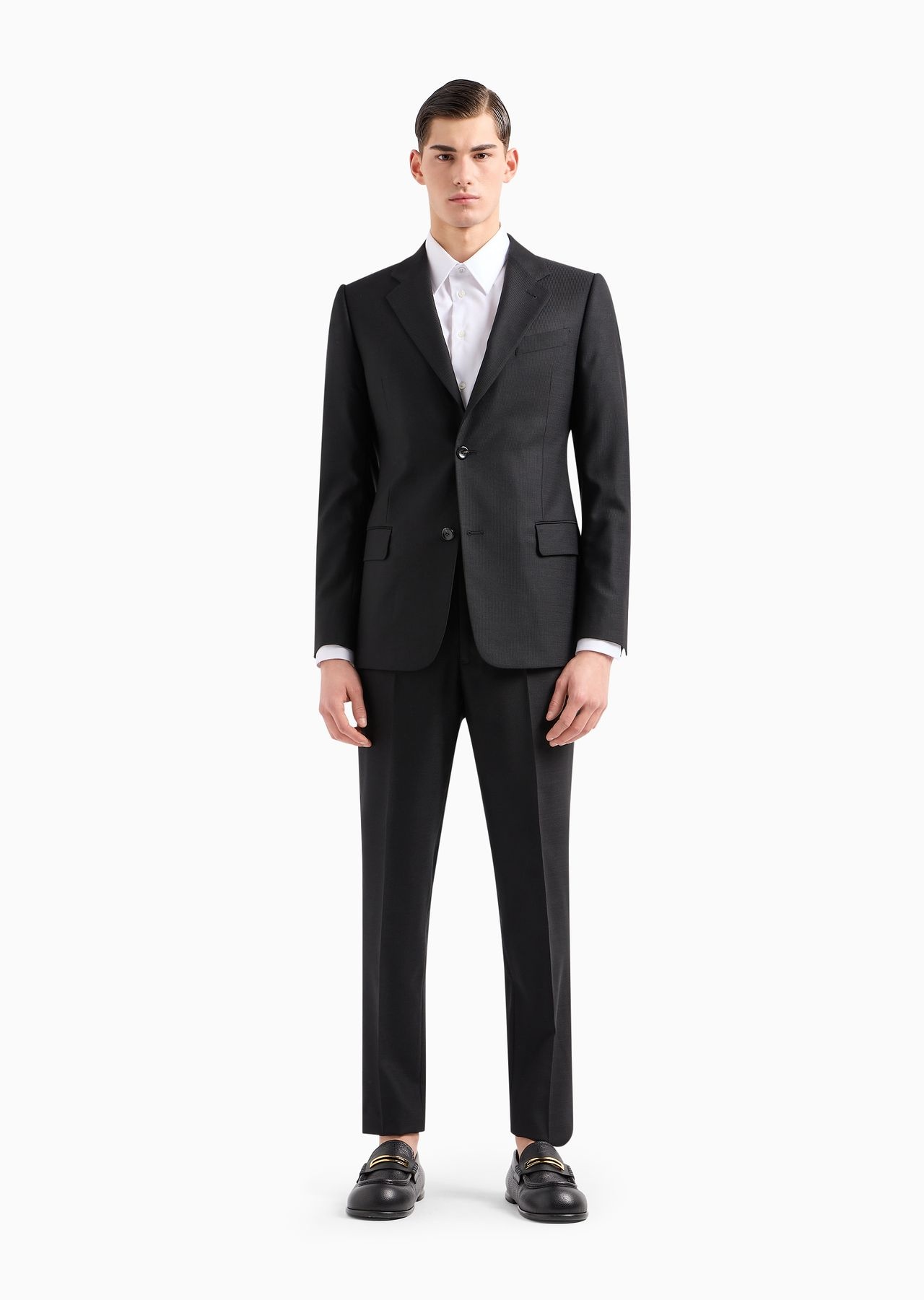 Single-breasted, slim-fit suit in jersey-effect armure wool - 2