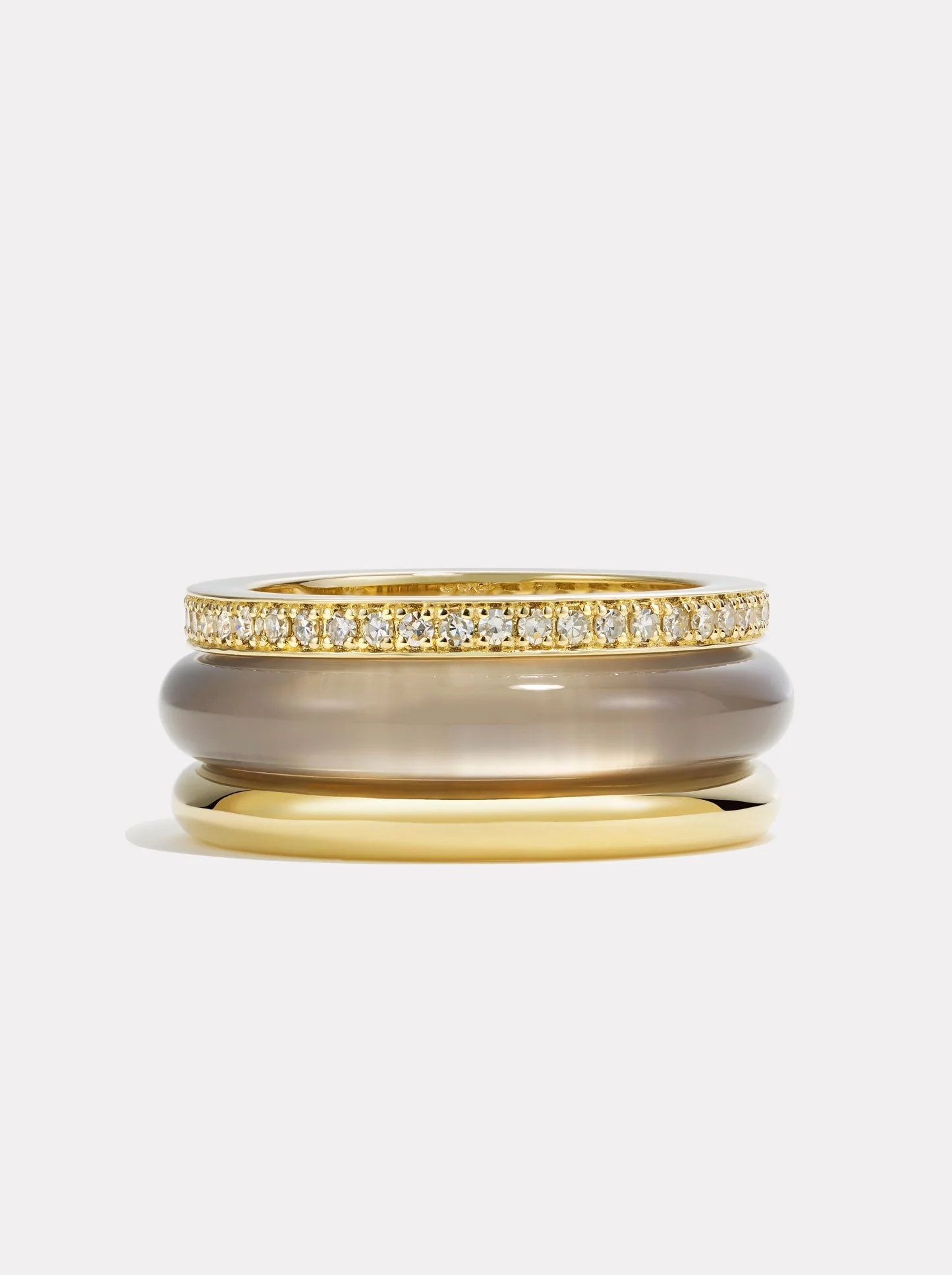 Stack_Slim Classic Ring Stack Grey Agate | White Diamond - 1