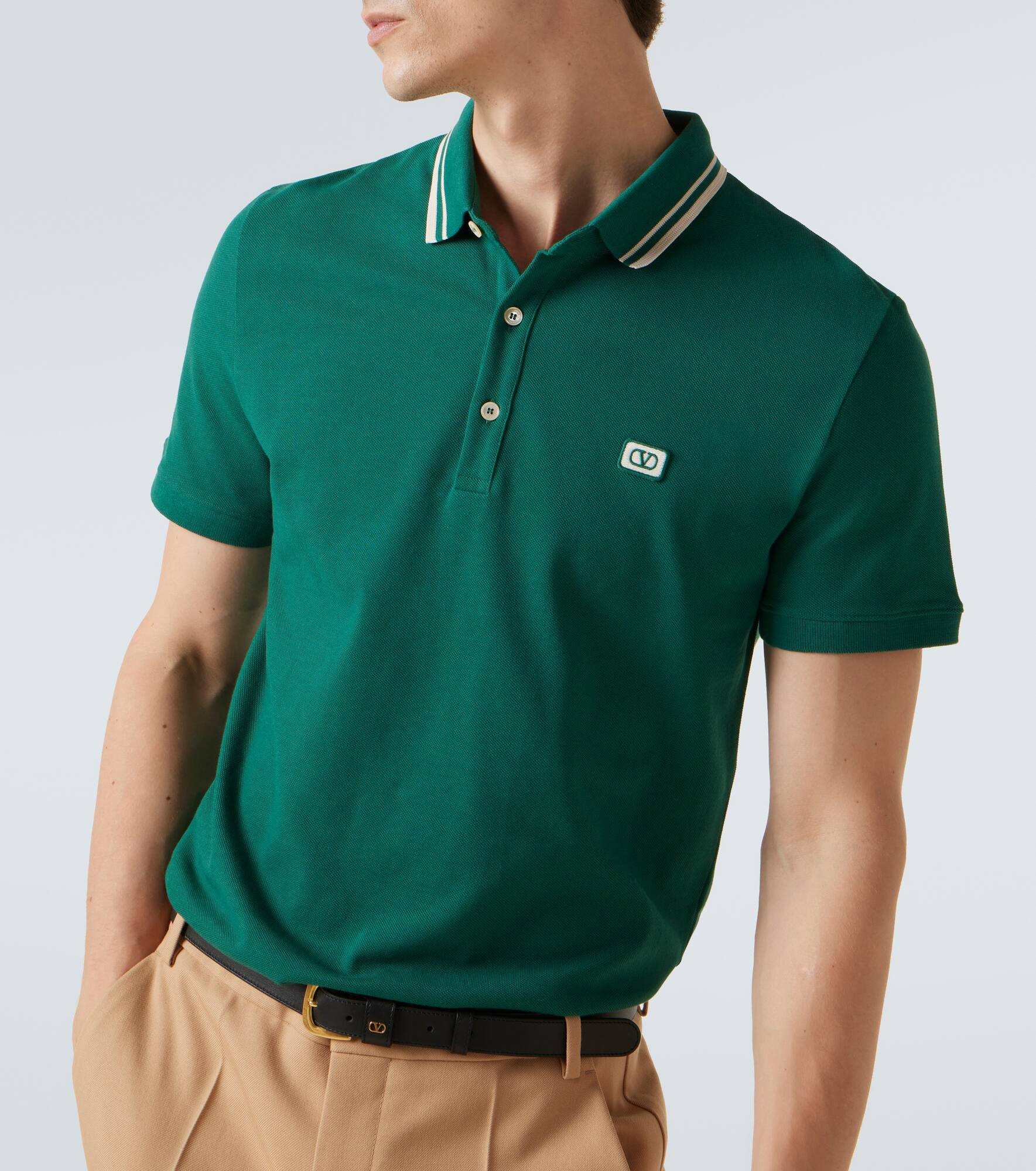 VLogo cotton piqué polo shirt - 5
