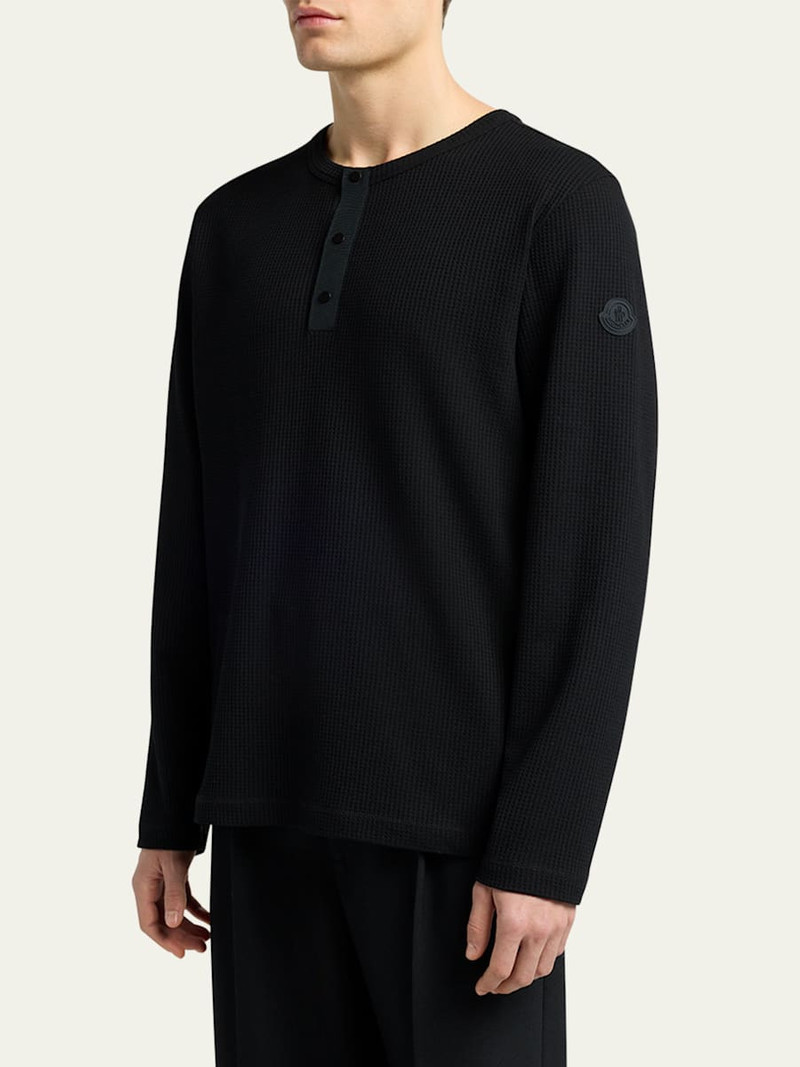 Moncler Men's Waffle Knit Long-Sleeve Henley T-Shirt outlook