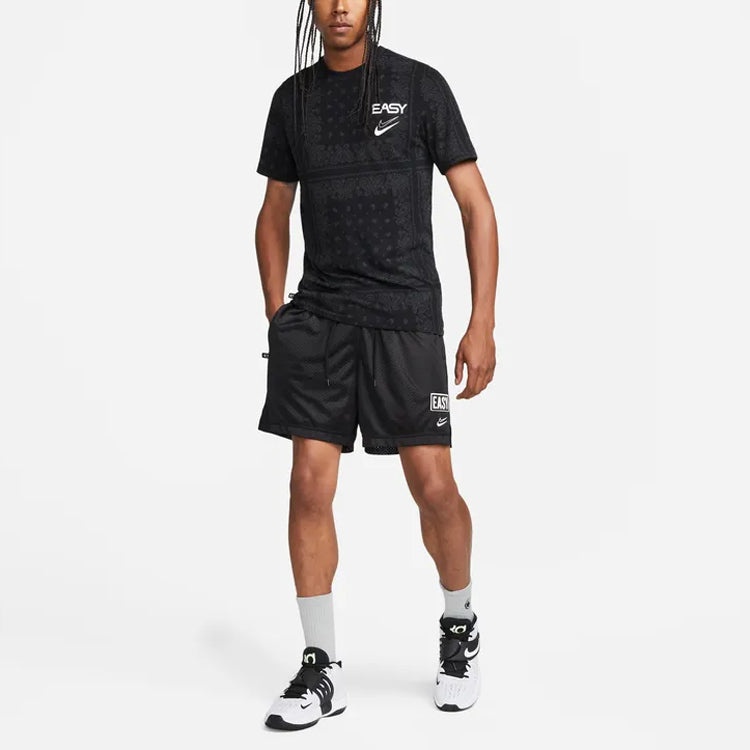 Men's Nike Logo Cashew Printing Sports Round Neck Pullover Short Sleeve Black T-Shirt DR7659-010 - 3