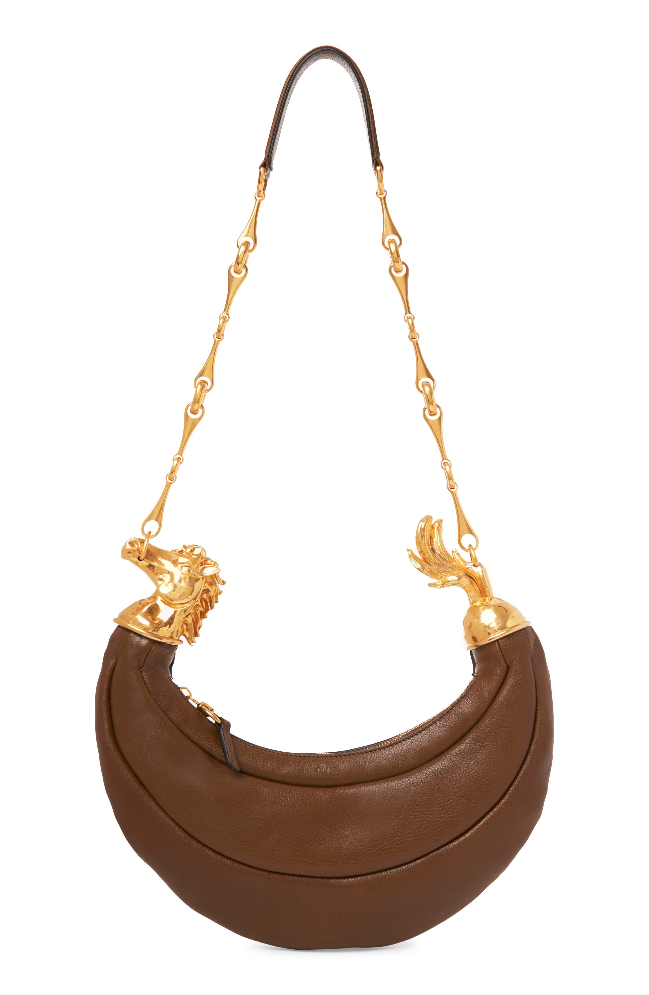 Chloé Chain Horse Leather Hobo Bag in Dark Khaki 20V at Nordstrom - 2