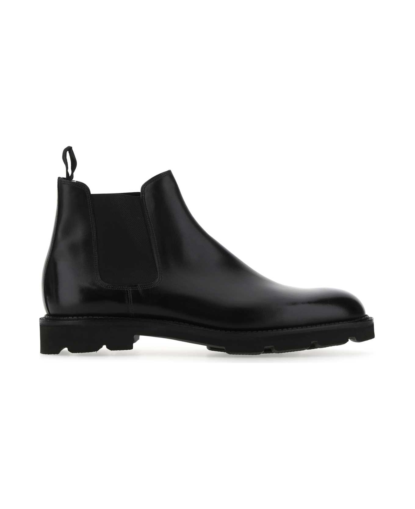 Black Leather Lawry Ankle Boots - 1