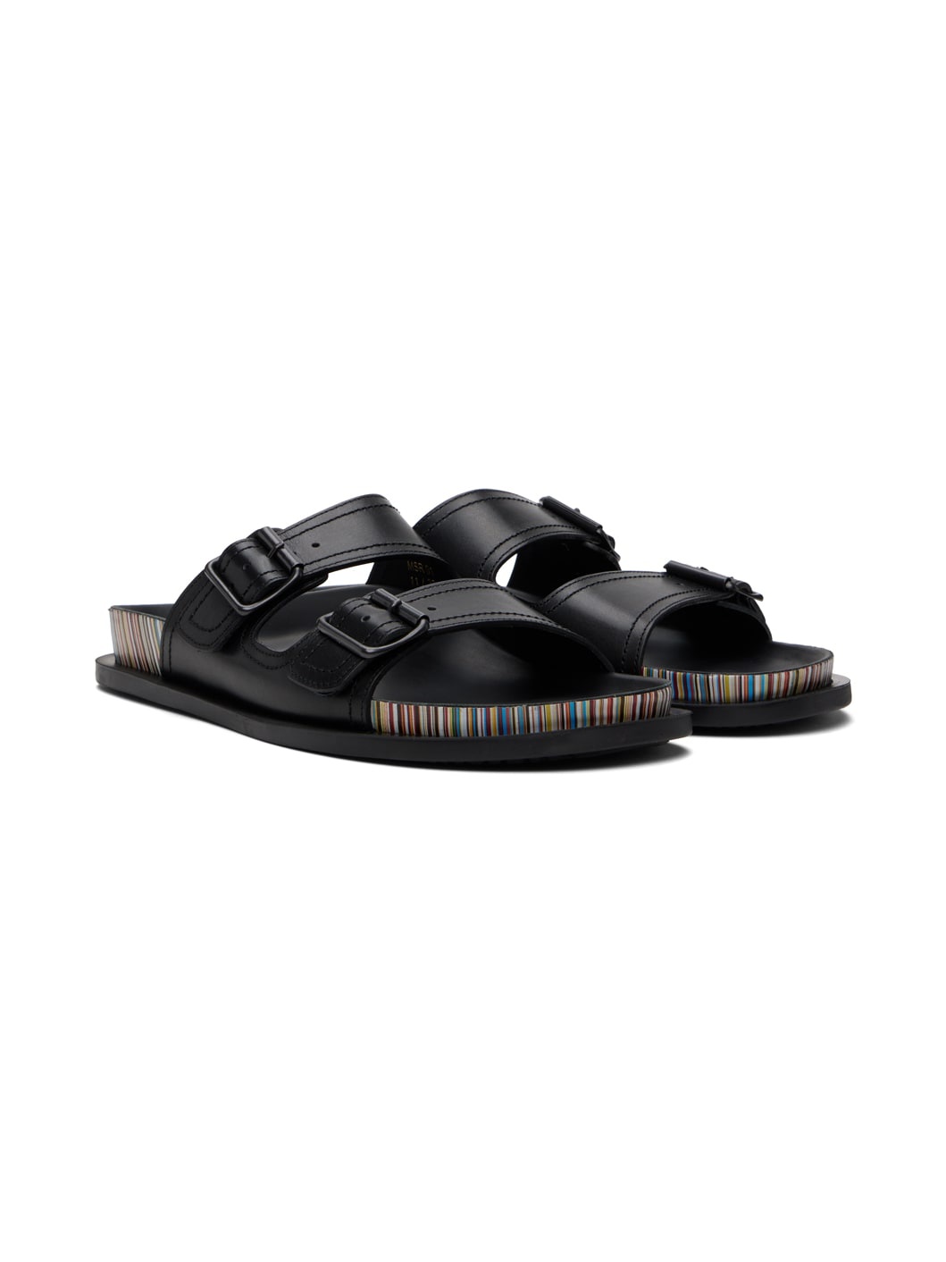 Black Leather Mesra Sandals - 4