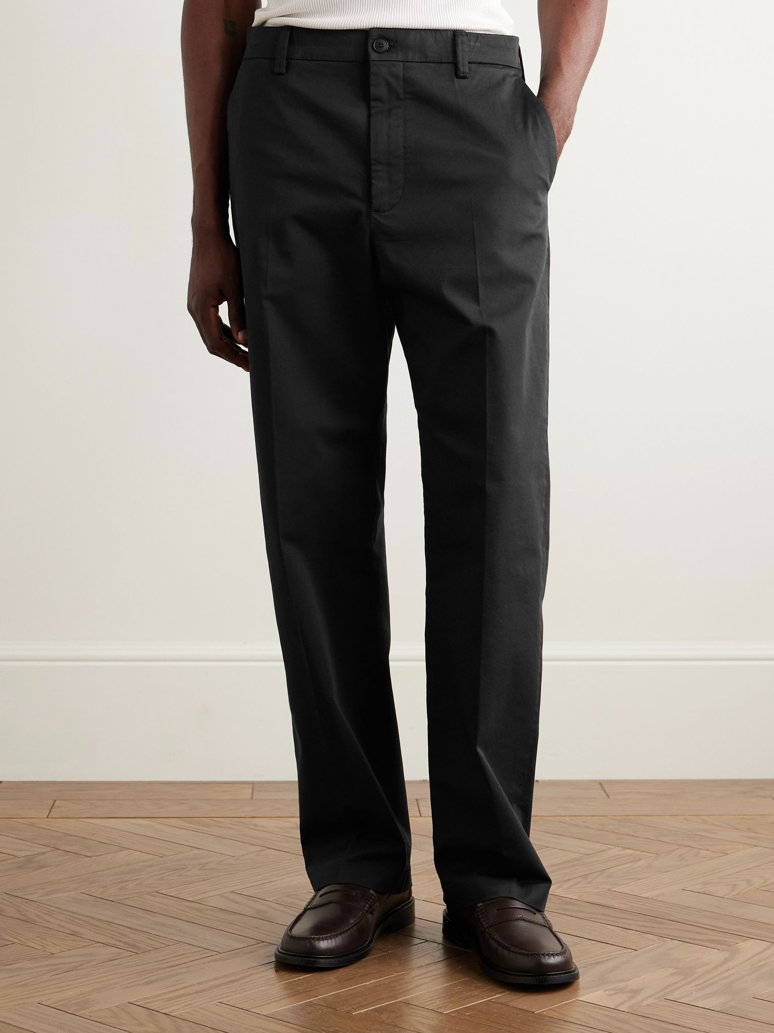 Paw 1804 Straight-Leg Organic Cotton-Blend Trousers Black - 3