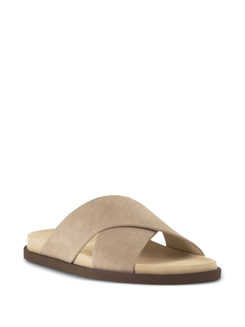 Brunello Cucinelli crossover-straps suede sandals outlook