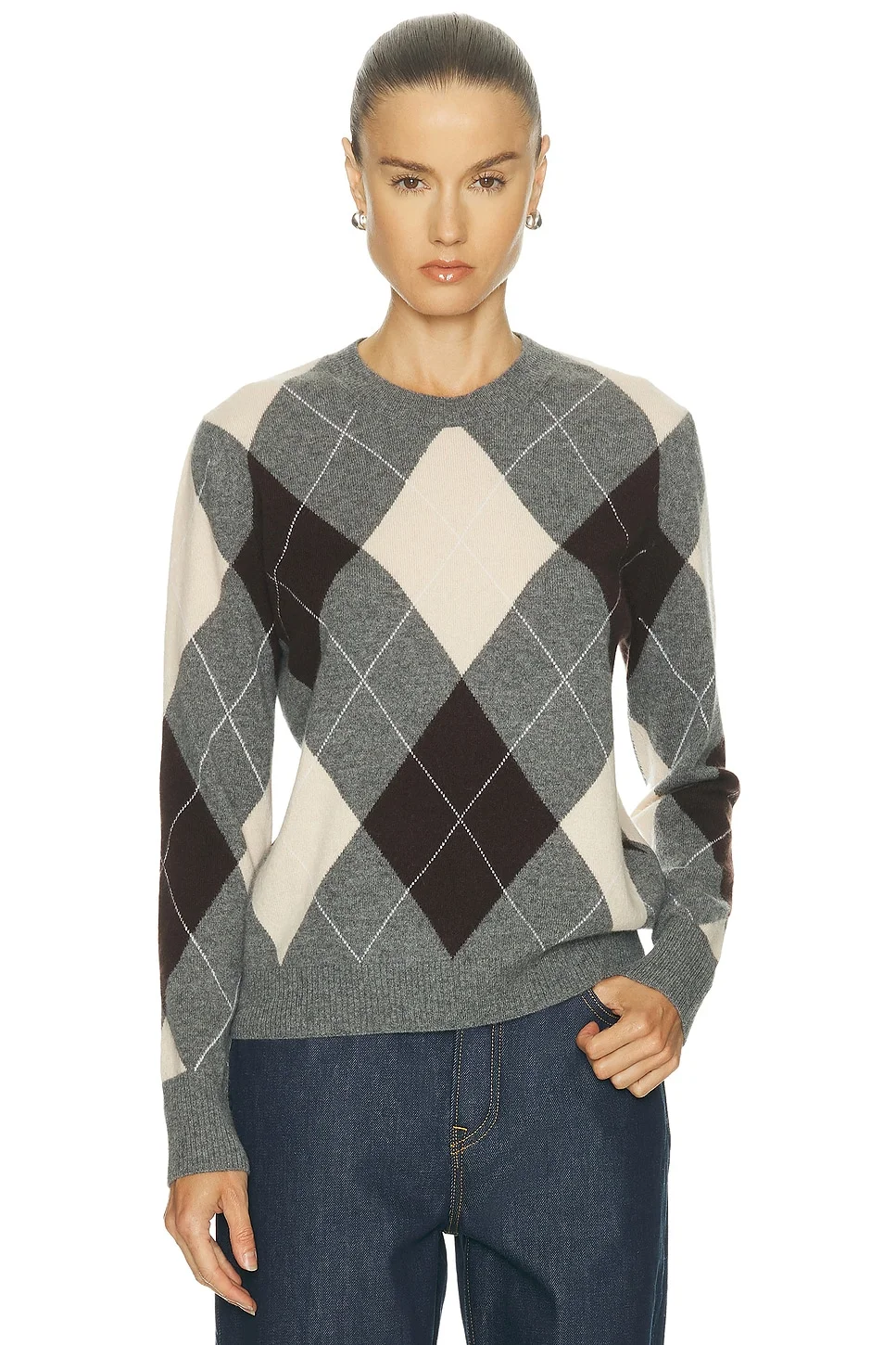 Knit Cashmere Argyle Sweater - 1