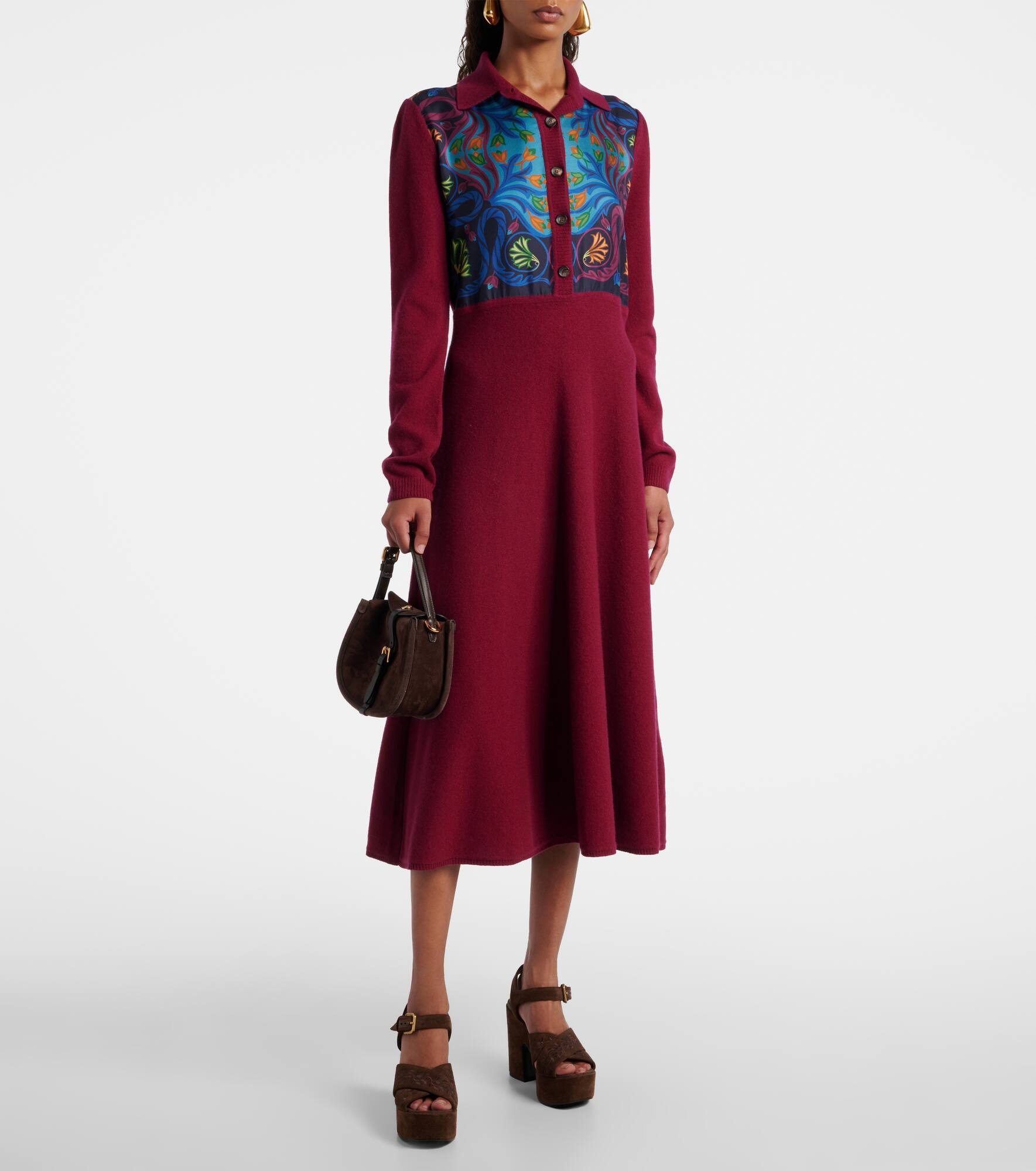 Silk, wool, and cashmere shirt dress - 2