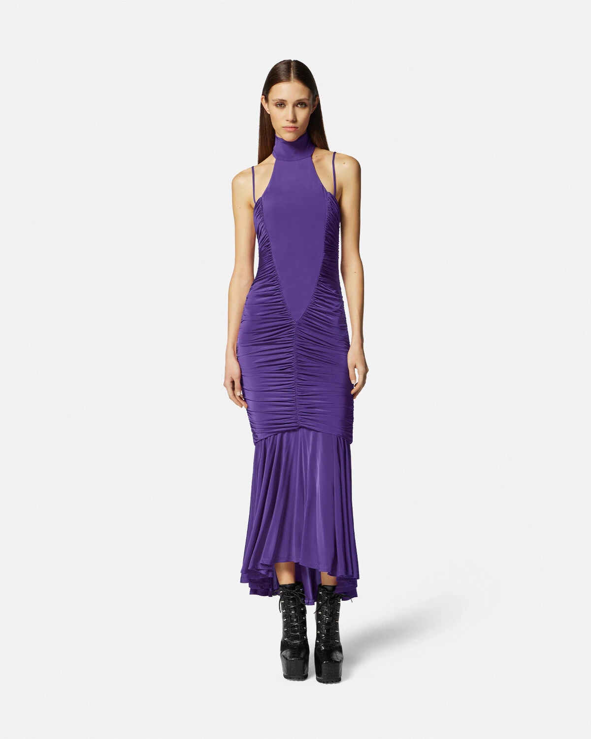 Ruched Halterneck Long Dress - 2