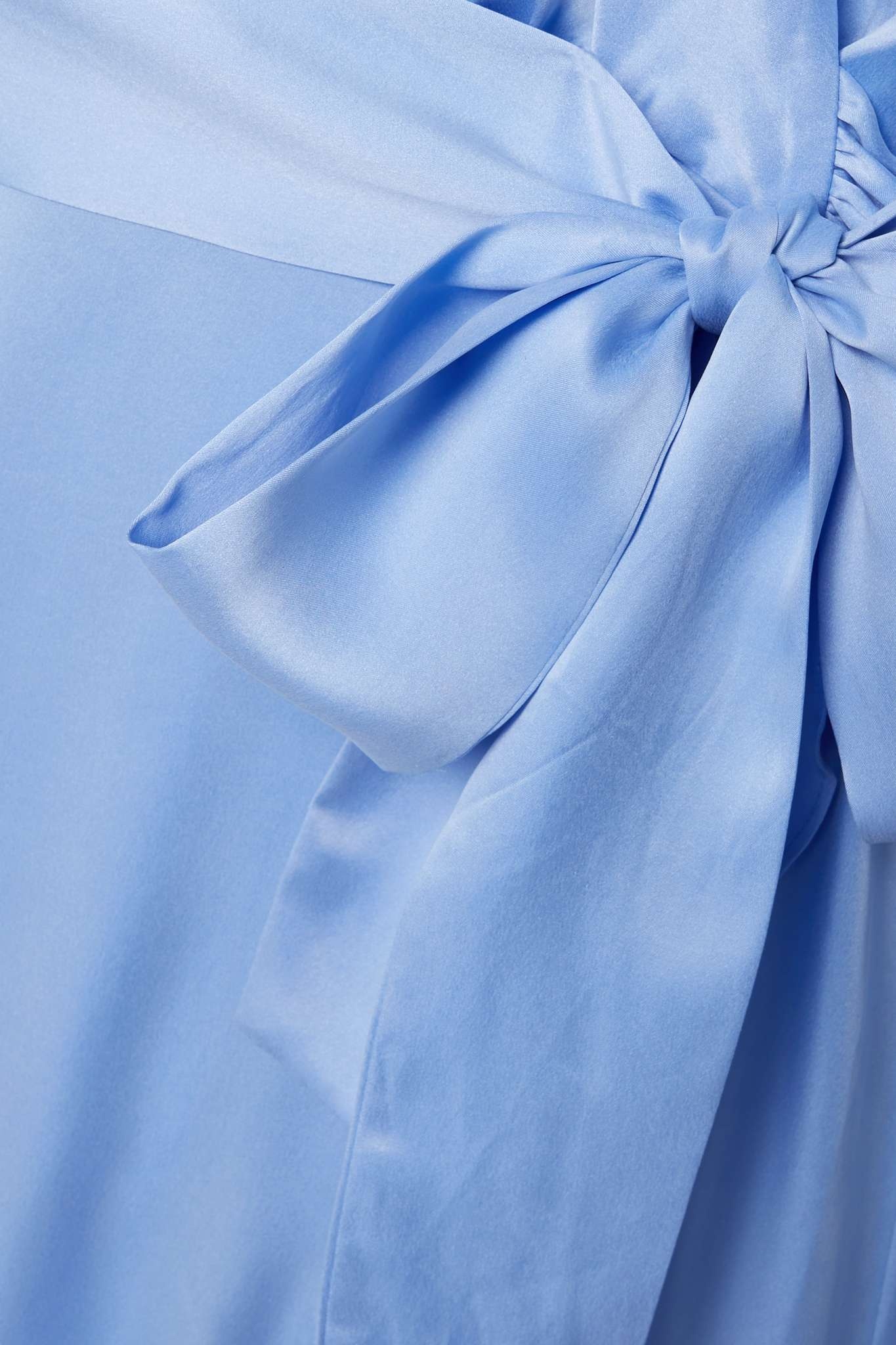 Asymmetric ruffled silk-satin wrap dress - 4