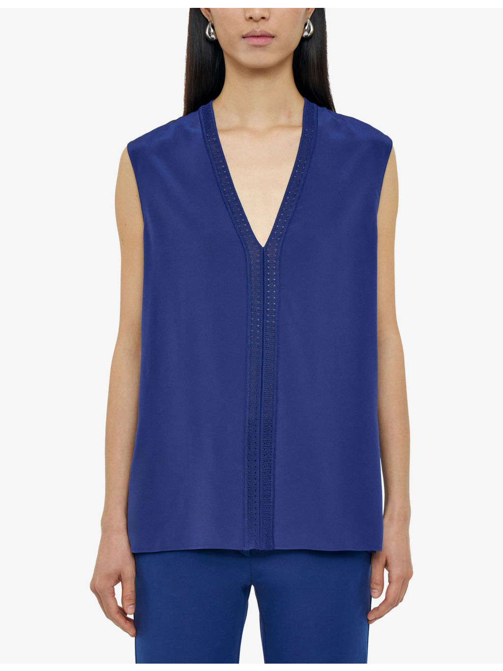 Louis Knitted-Trim Silk-Crepe Blouse - 3