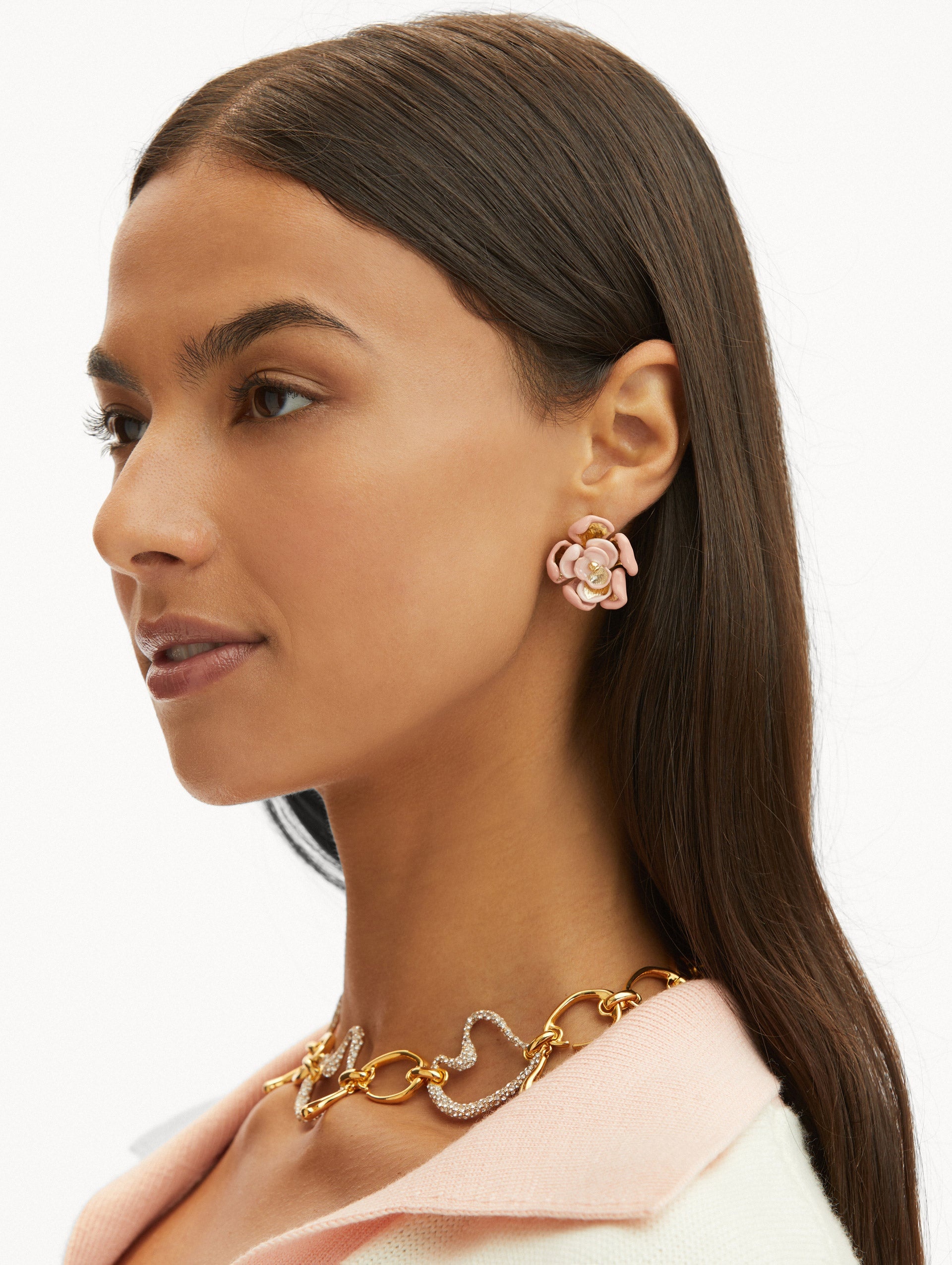ENAMEL ROSE CLIP-ON EARRINGS - 2