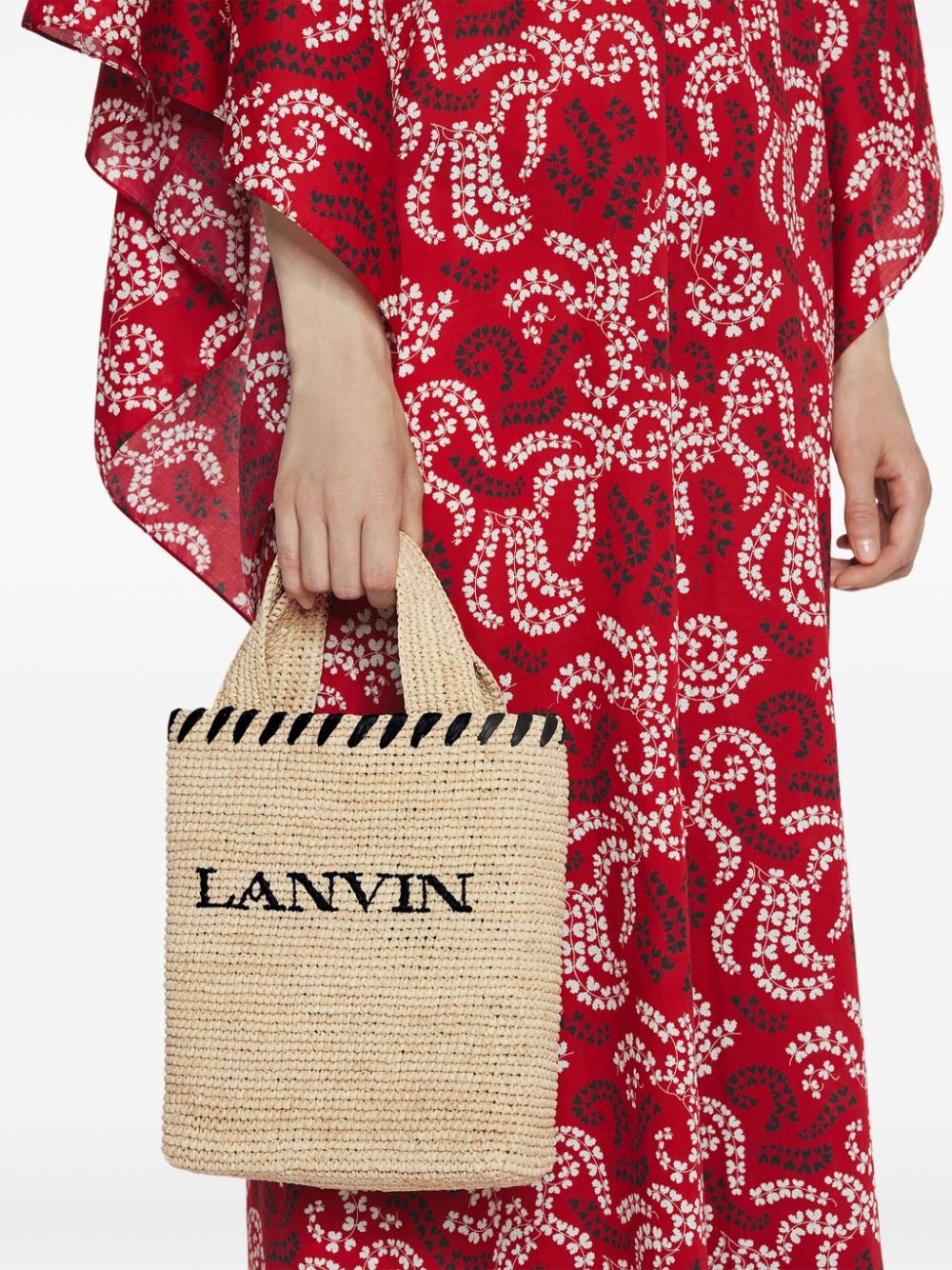 logo-motif raffia tote bag - 2