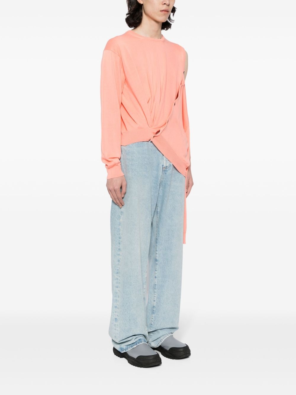 cut-out asymmetric cotton jumper - 3