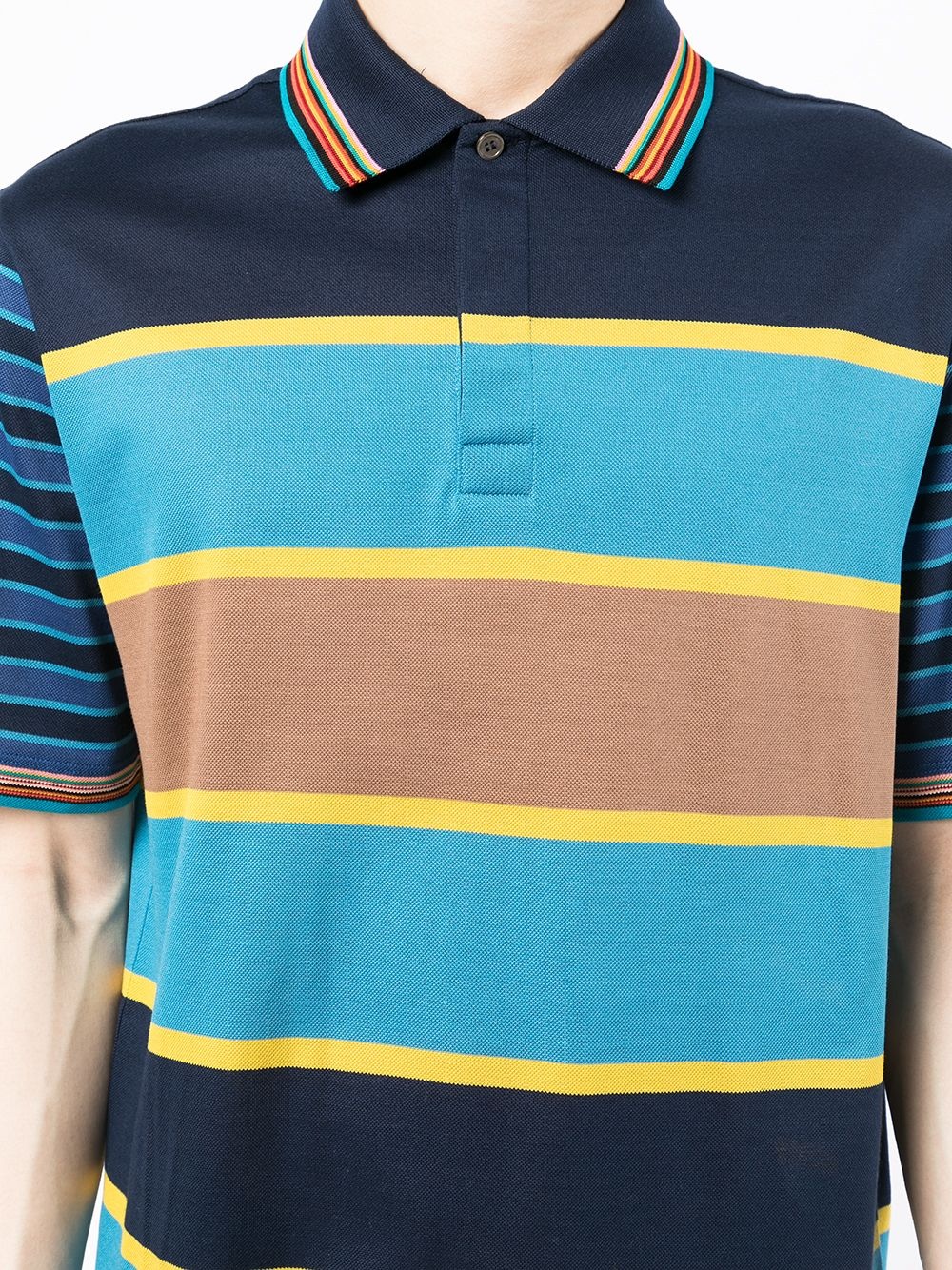 striped short-sleeved polo shirt - 5