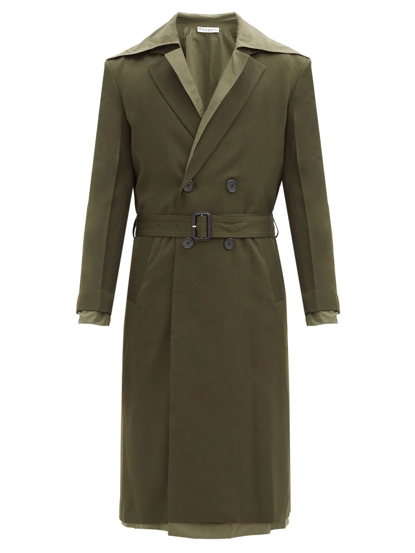 Double-layer belted wool-gabardine overcoat - 1