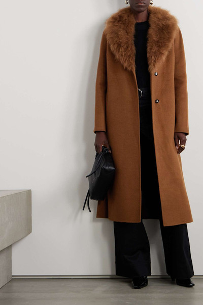 Yves Salomon Belted shearling-trimmed wool and cashmere-blend coat outlook