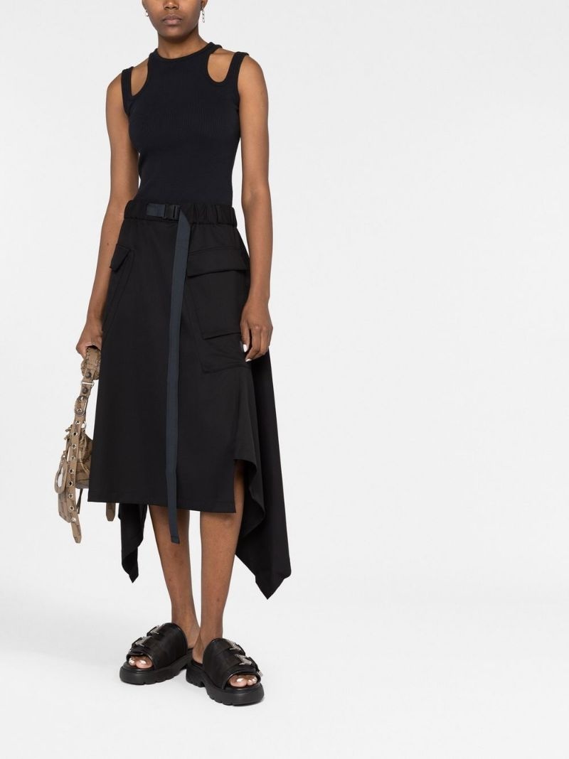 belted asymmetric midi skirt - 2