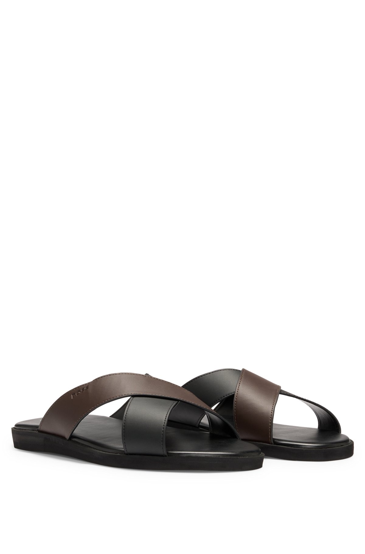 FAUX-LEATHER SLIDES WITH TWO-TONE STRAPS - 2
