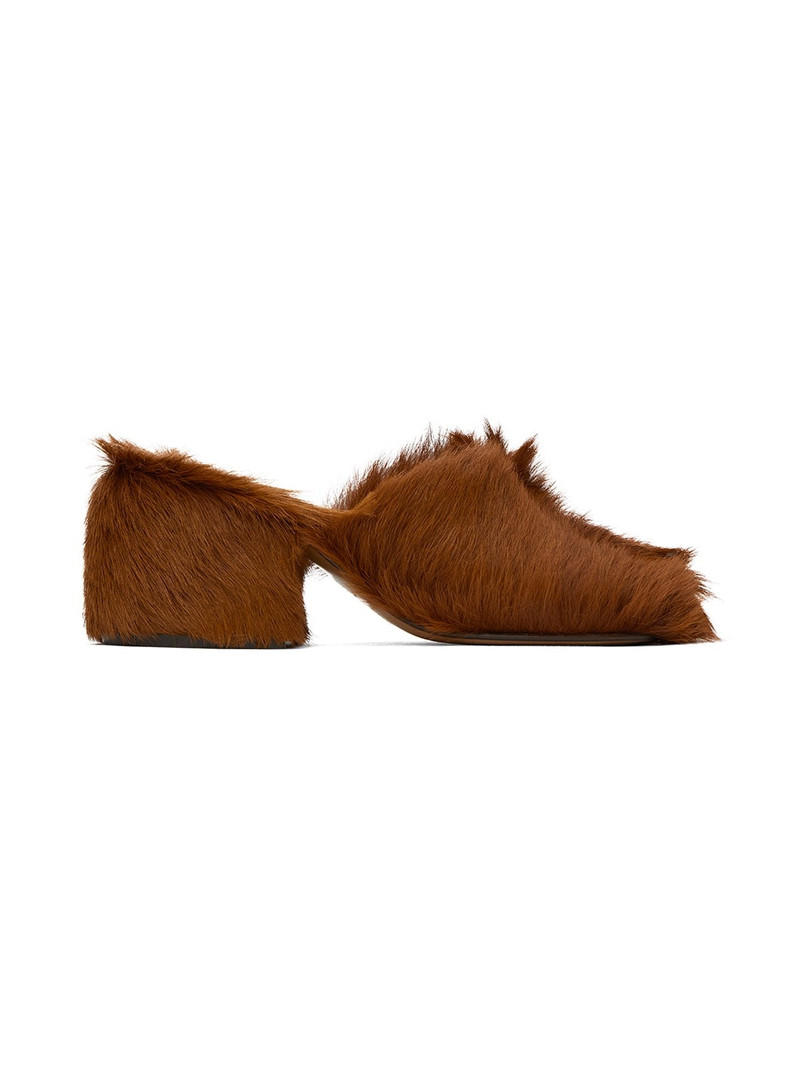 Brown Faux-Fur Mules 1