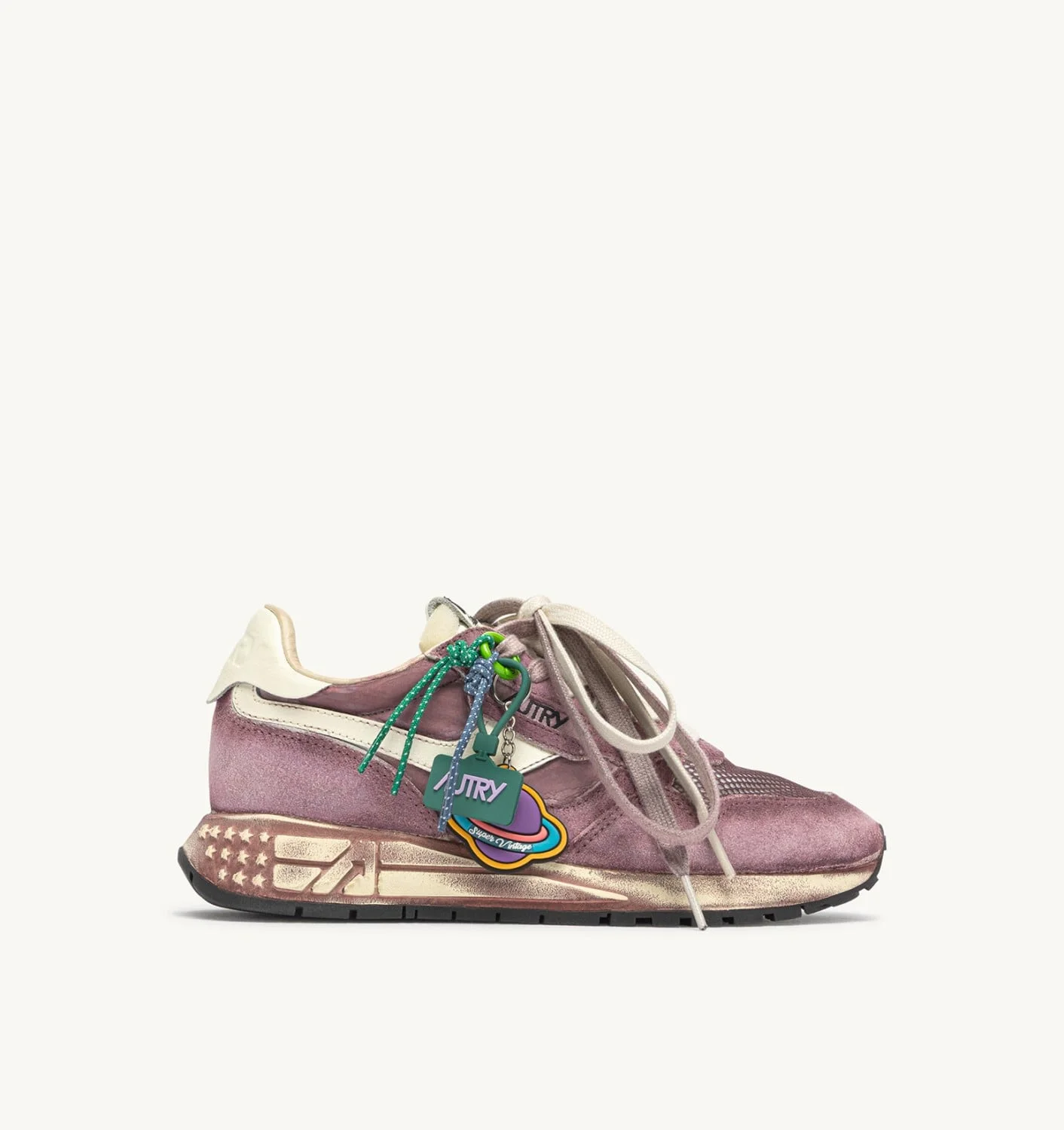 REELWIND SUPER VINTAGE SNEAKERS IN WINDSOR WINE AND WHITE SUEDE AND NYLON - 1