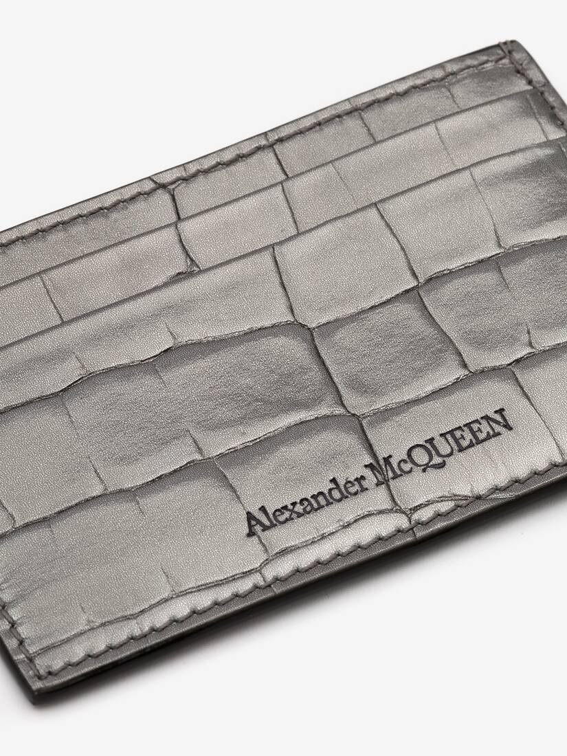 Embossed Croc Card Holder in Graphite - 4