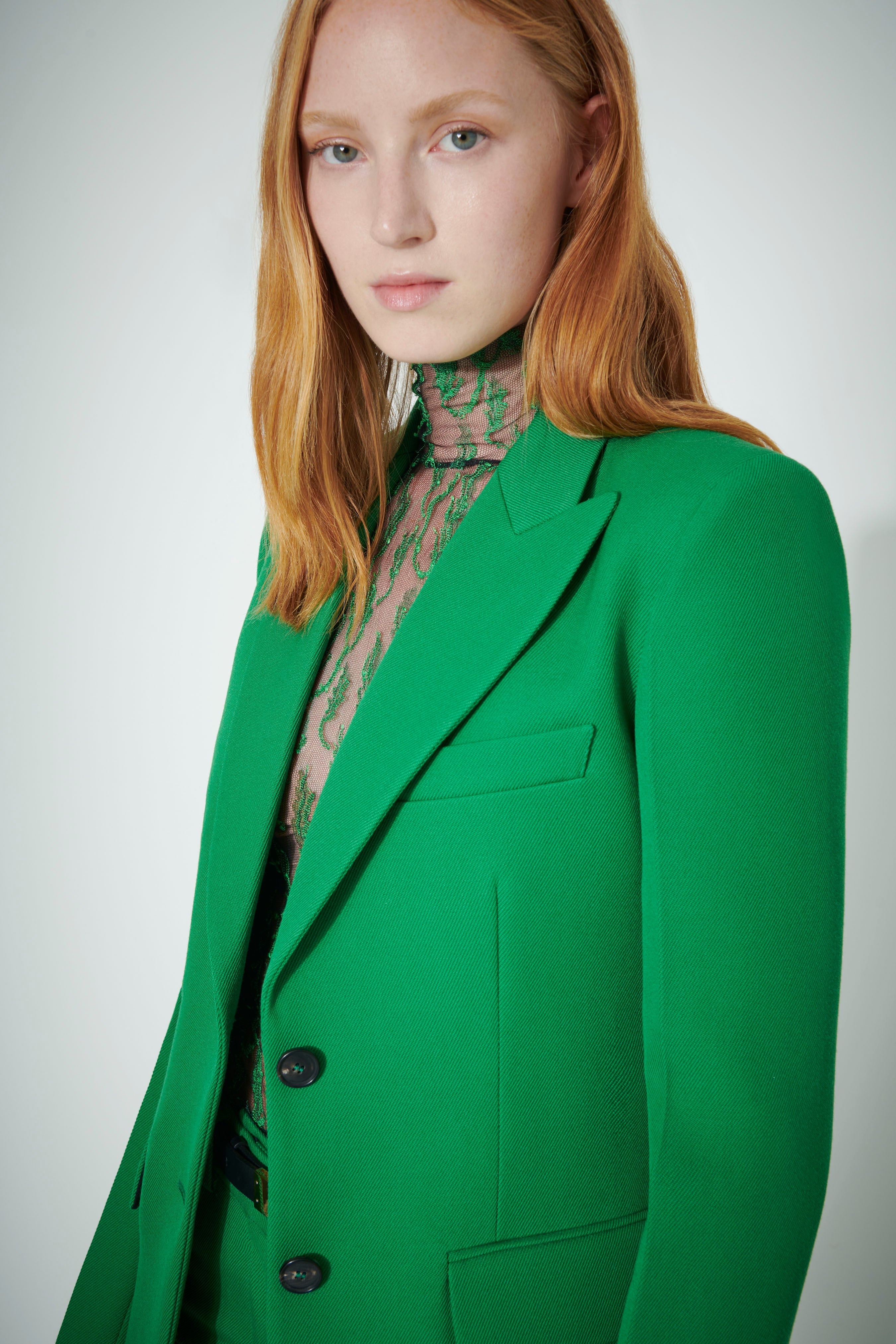 Peak Lapel Jacket in Bright Green - 5