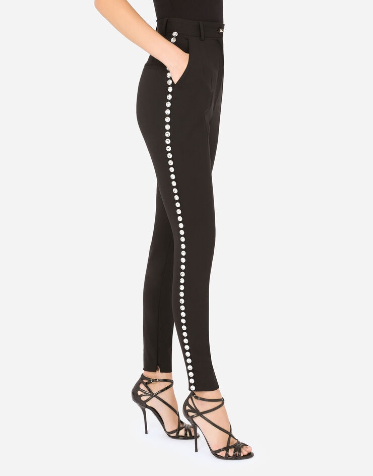 Woolen tuxedo pants with crystals - 4