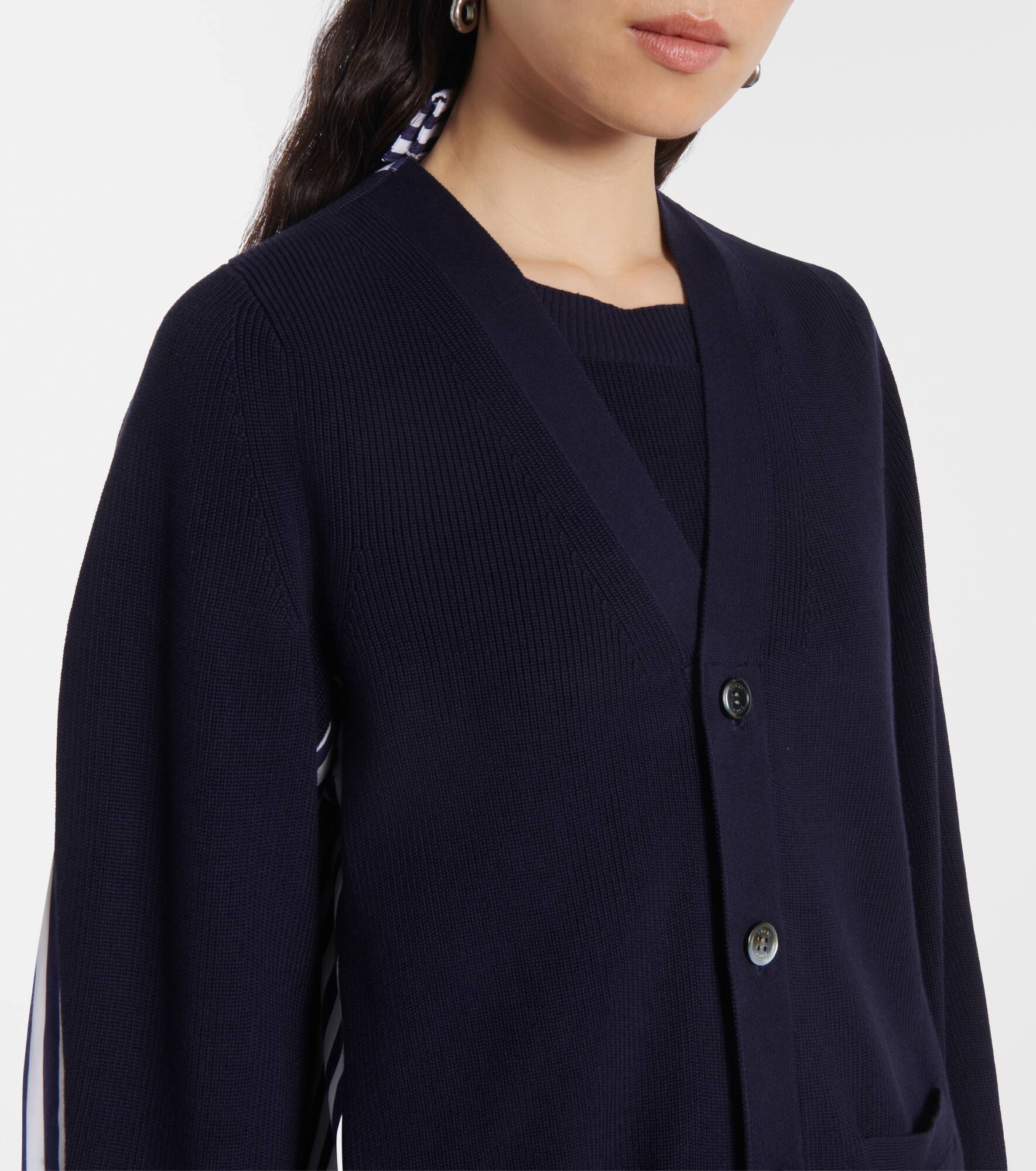 Striped poplin-trimmed cotton cardigan - 4