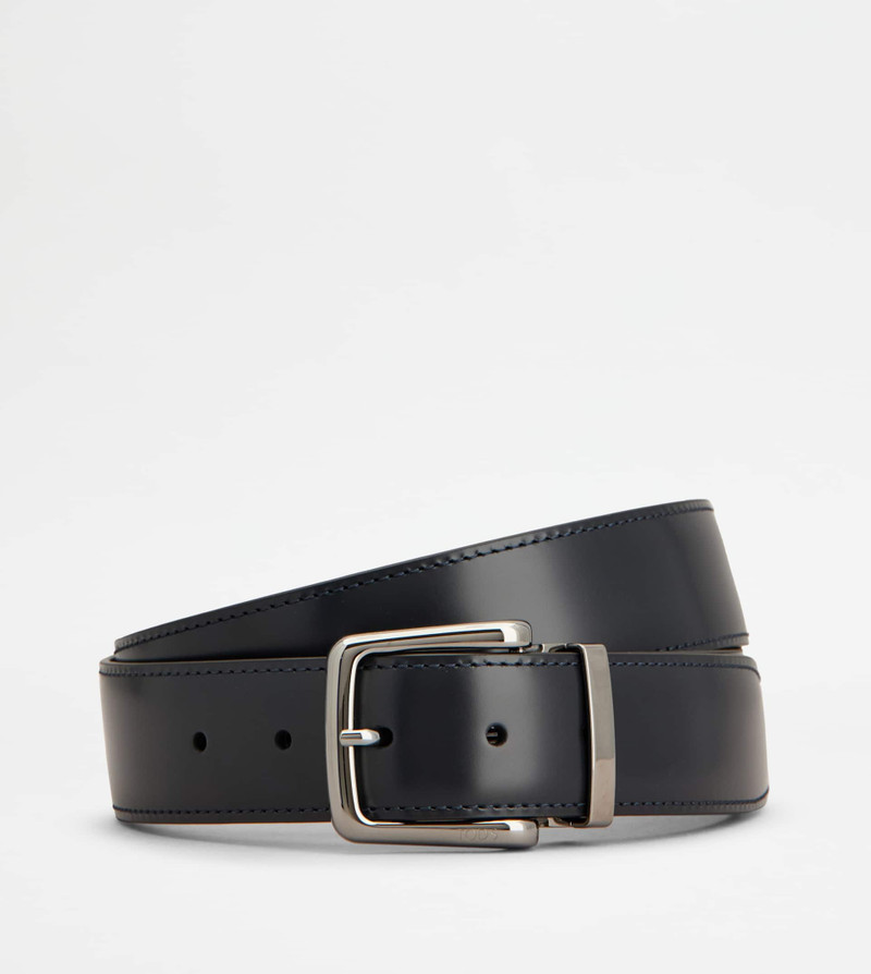 ADJUSTABLE AND REVERSIBLE BELT IN LEATHER - BLACK, BROWN 1