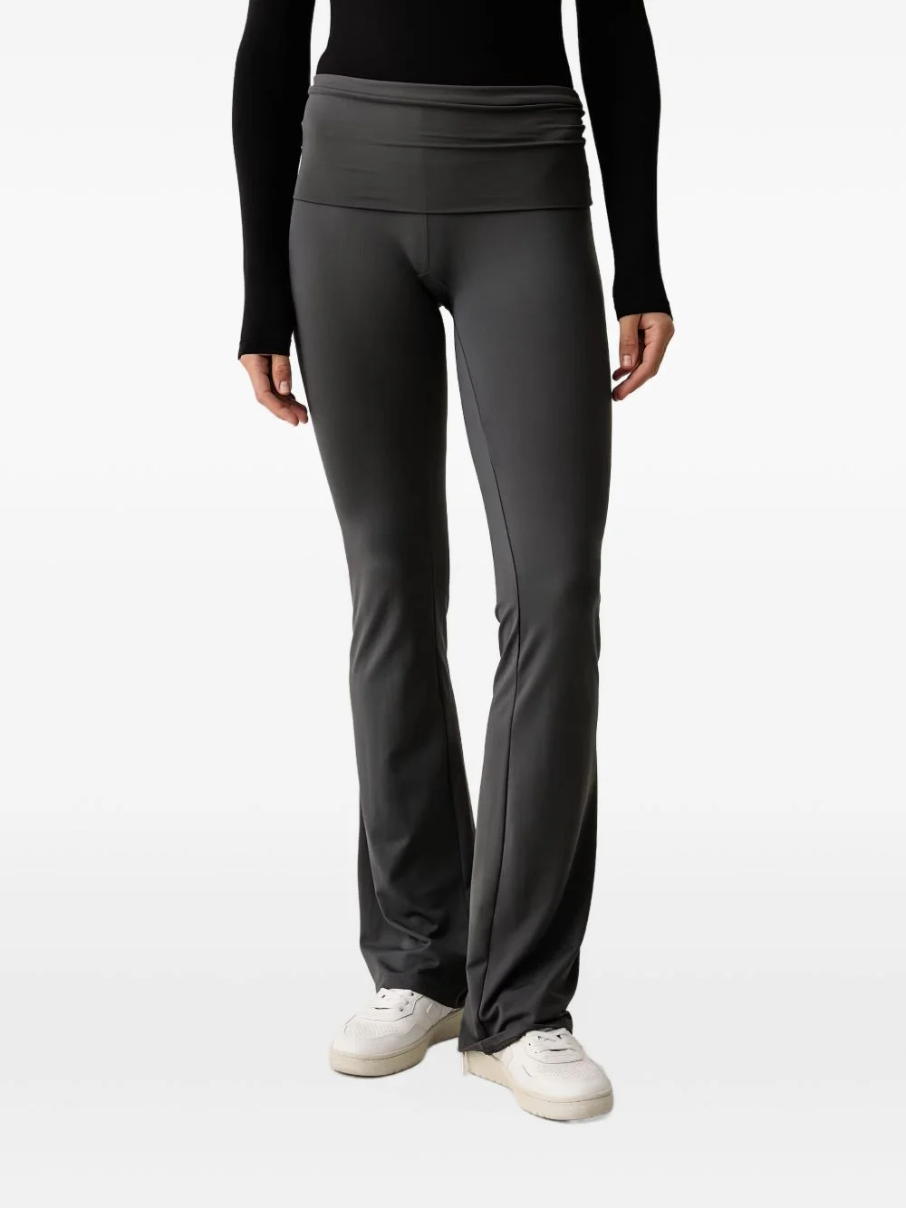 Lotus rhinestone-logo flared leggings - 1