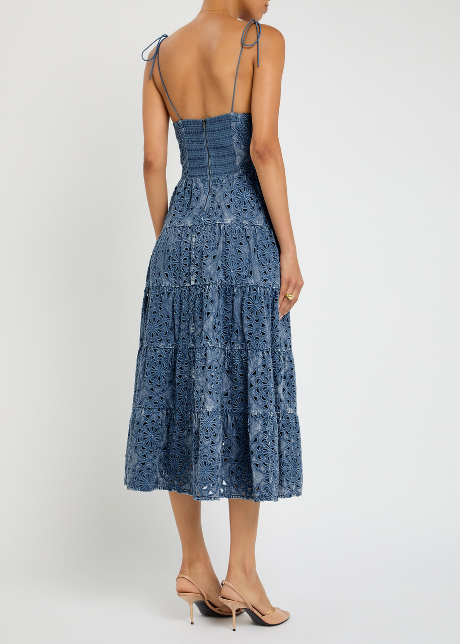 Alice + Olivia Shanti Embroidered Chambray Midi Dress - 3