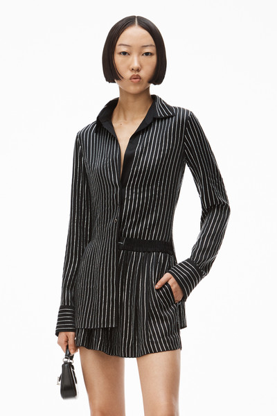 Alexander Wang CRYSTAL STRIPE SLIM SHIRT IN SILK outlook