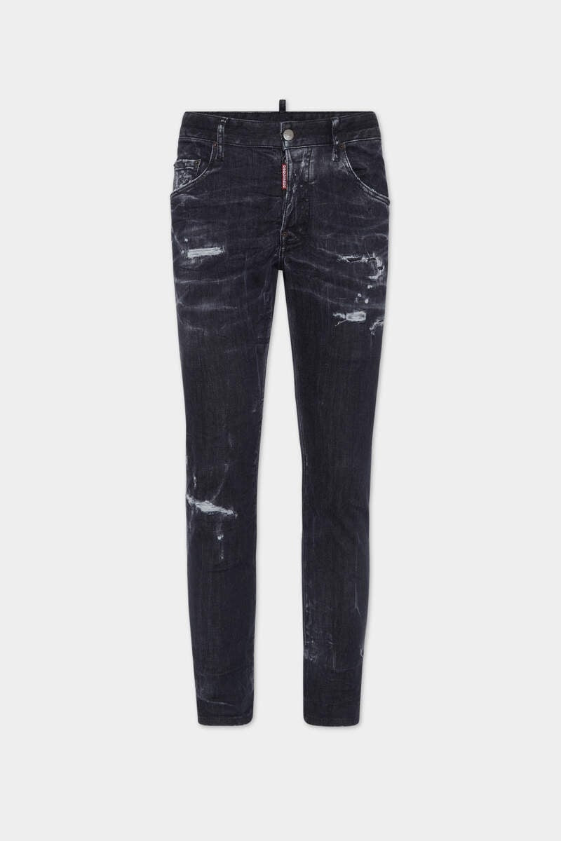 BLACK DESTROYED WASH SKATER JEANS - 1