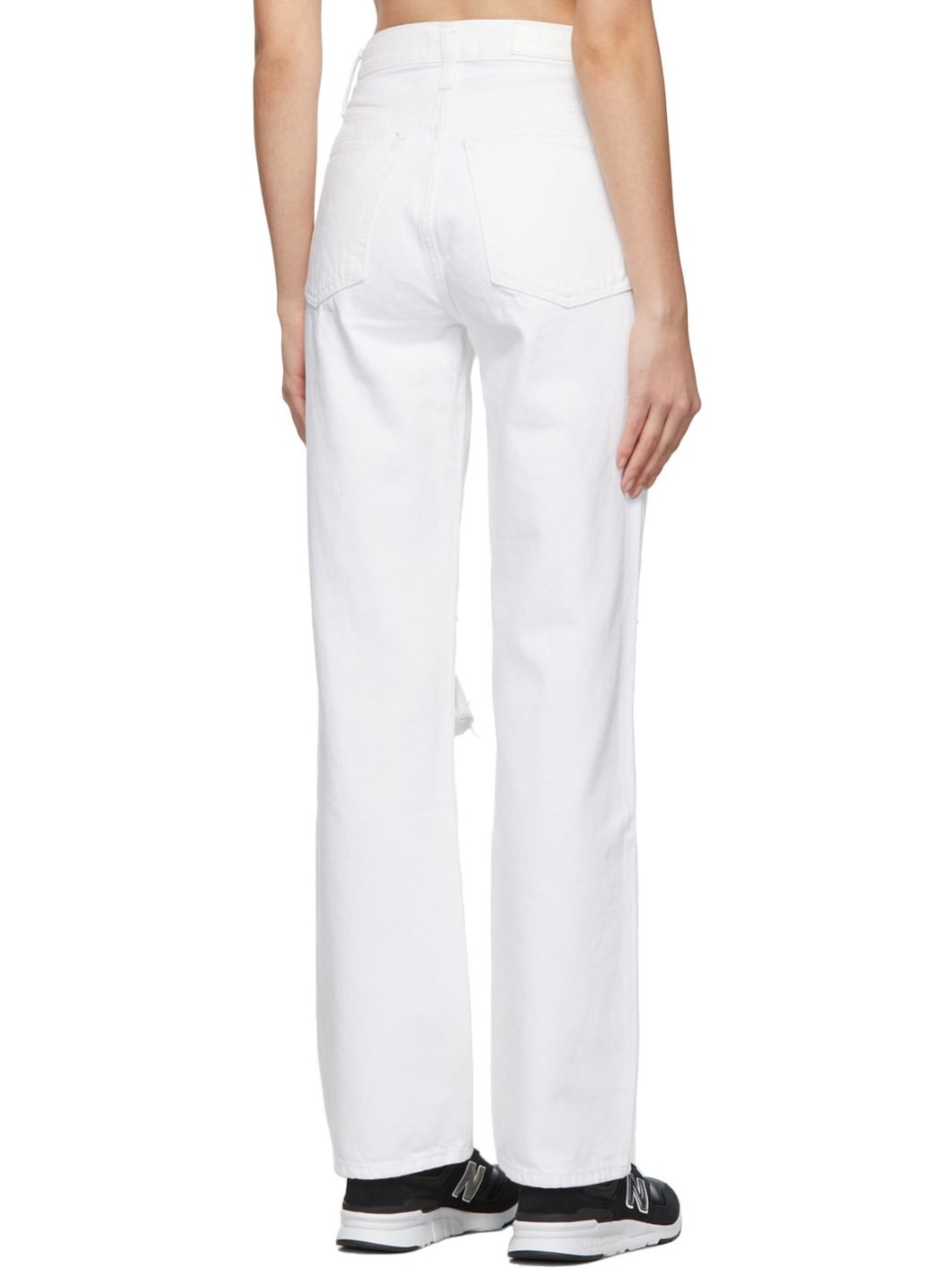 White Distressed High Rise Loose Jeans - 3