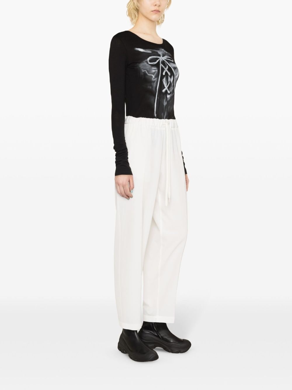 drawstring straight-leg trousers - 3