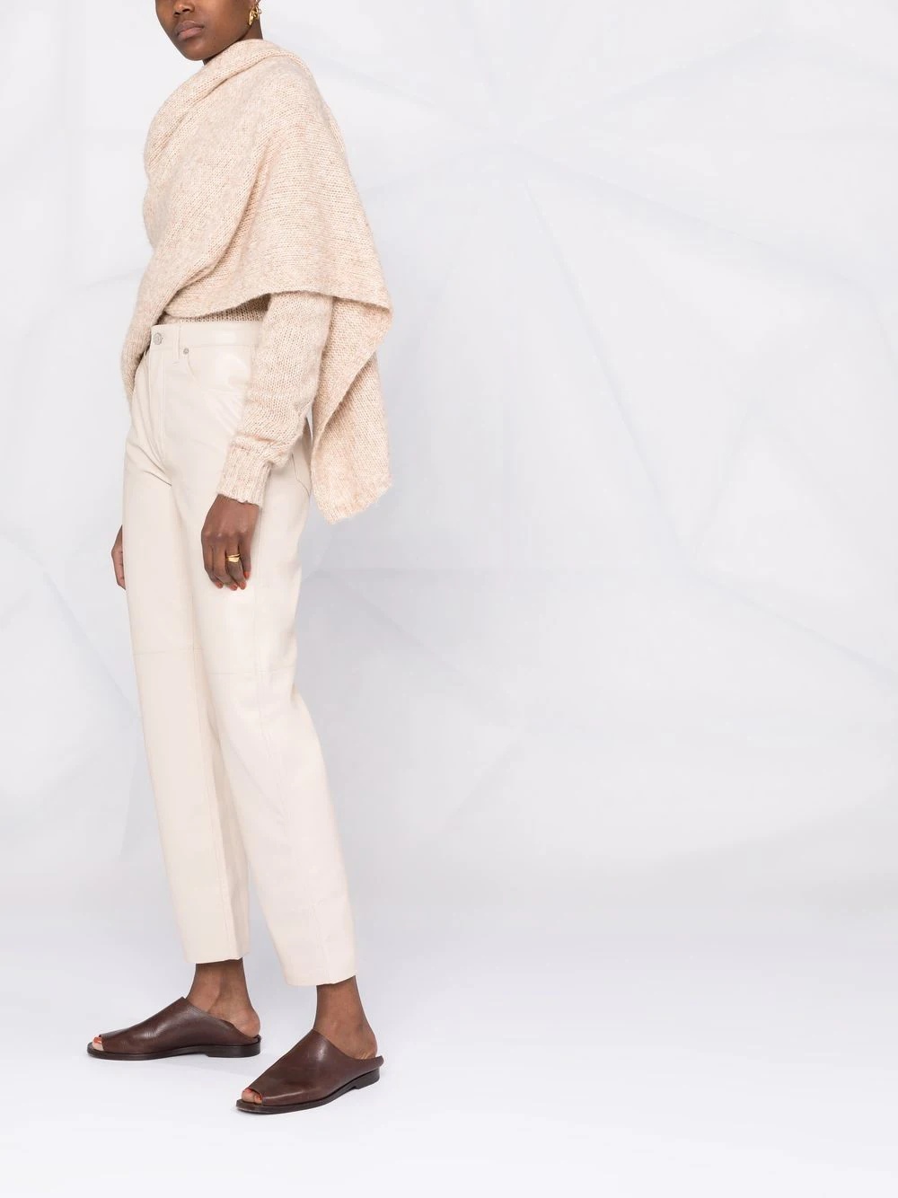 faux-leather straight leg trousers - 4