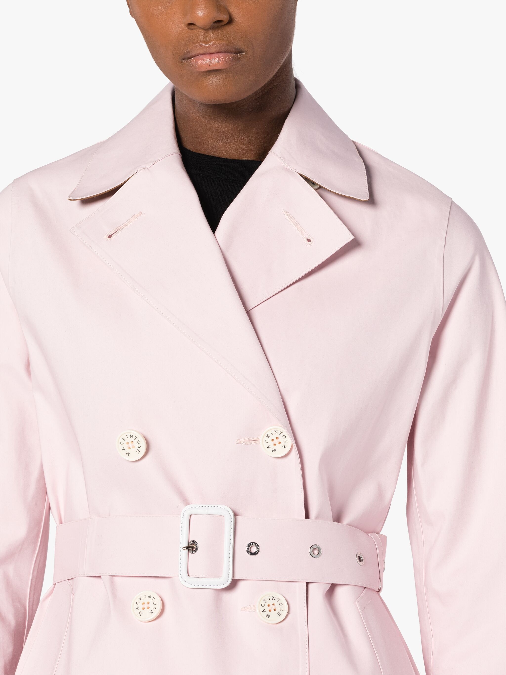 MORNA PINK BONDED COTTON TRENCH COAT - 5