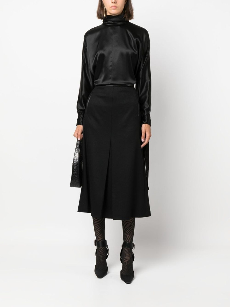 SAINT LAURENT pleat-detail wool-blend midi skirt outlook