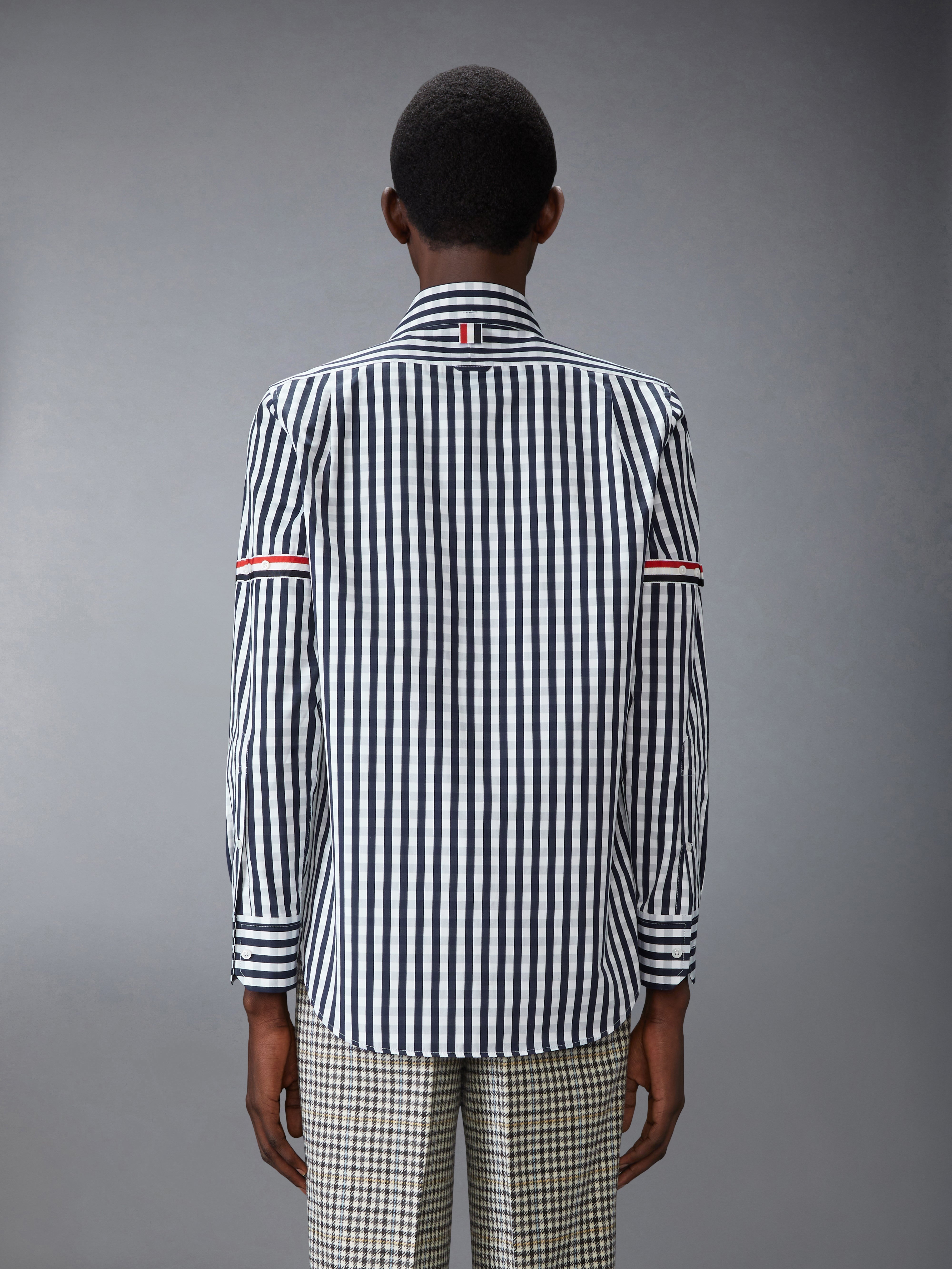 GINGHAM CHECK POPLIN ARMBAND SHIRT - 4