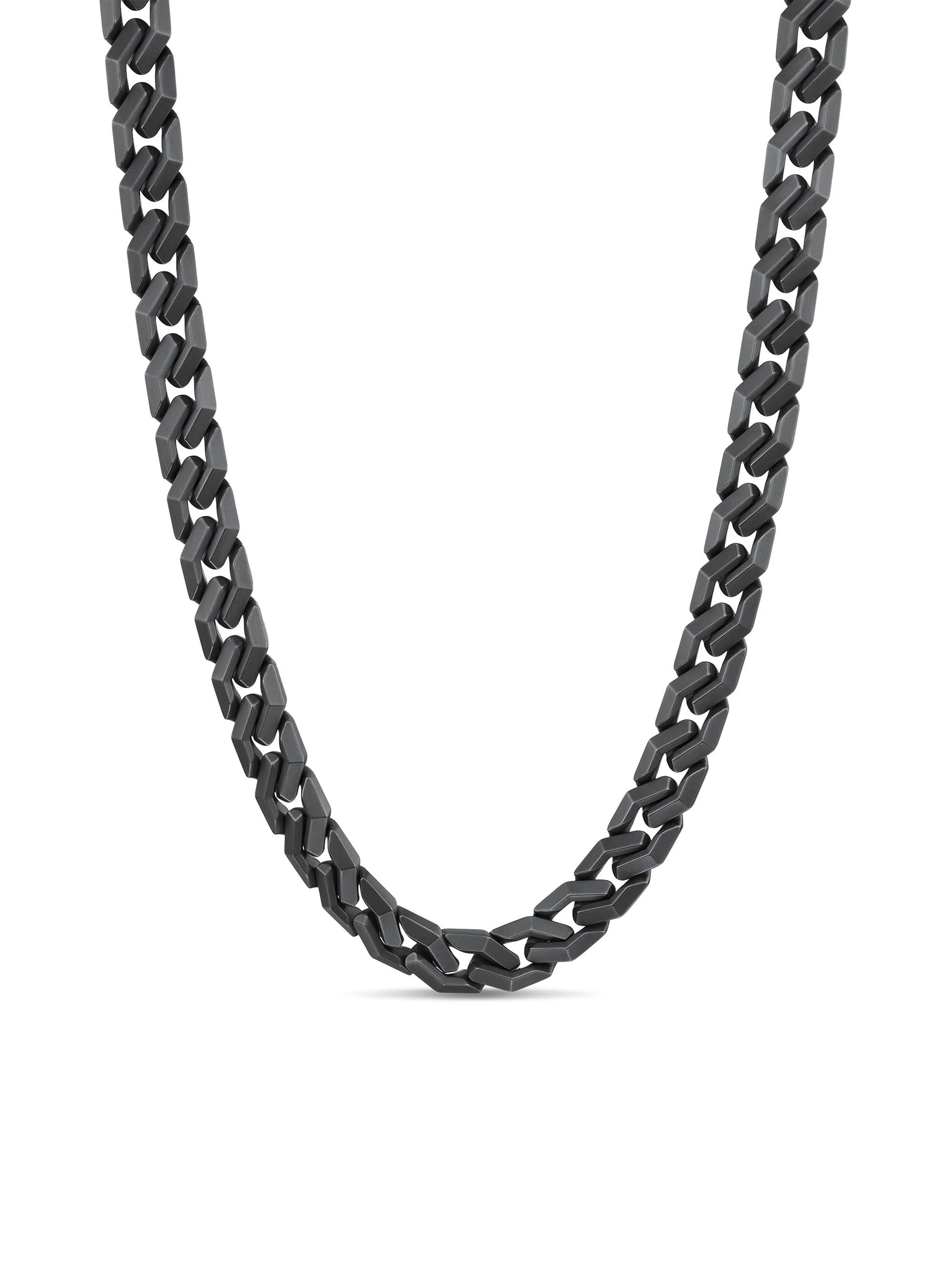 Men's Curb Chain Angular Link Necklace in Black Titanium, 11.5MM - Black - 1