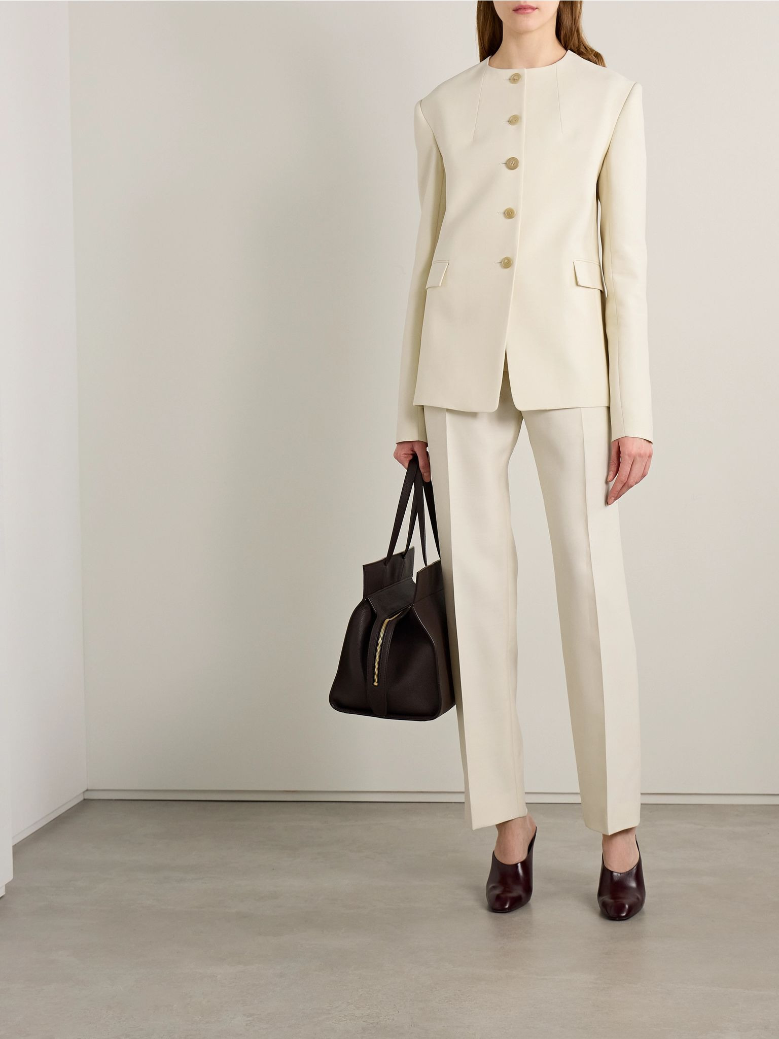 Callen wool and silk-blend crepe straight-leg pants Cream - 2