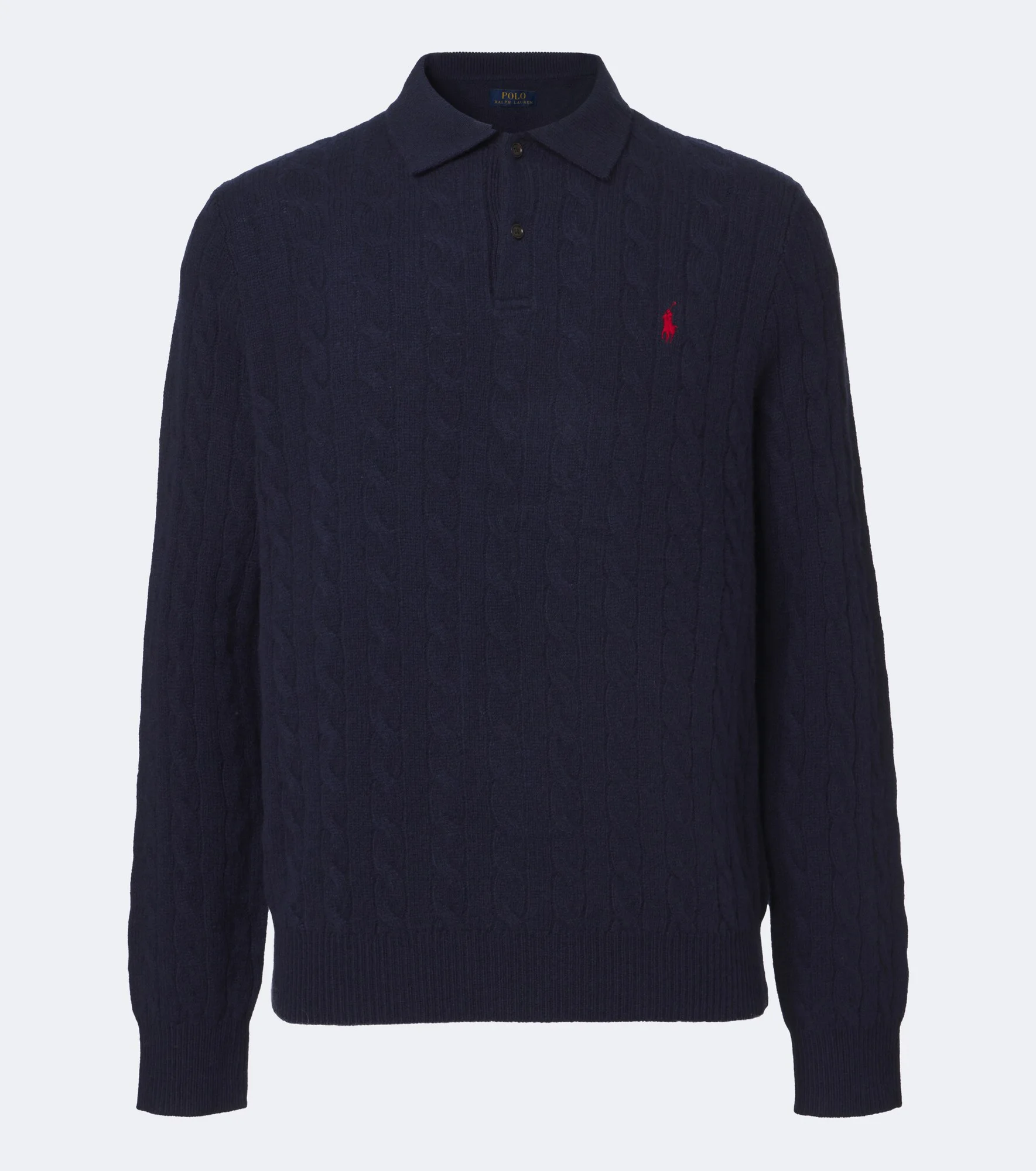 Cable-knit wool and cashmere polo sweater - 1