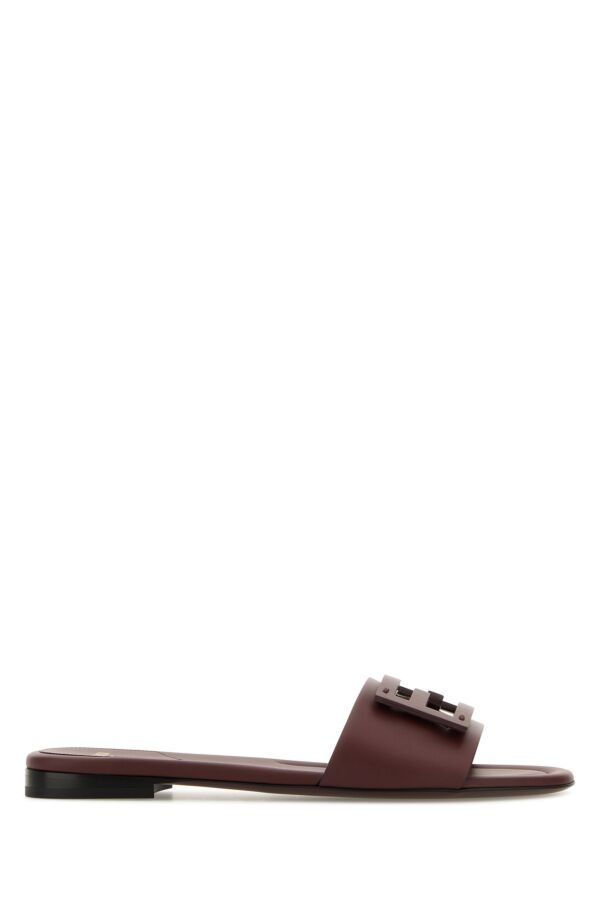 Fendi Woman Chocolate Leather Baguette Slippers - 1