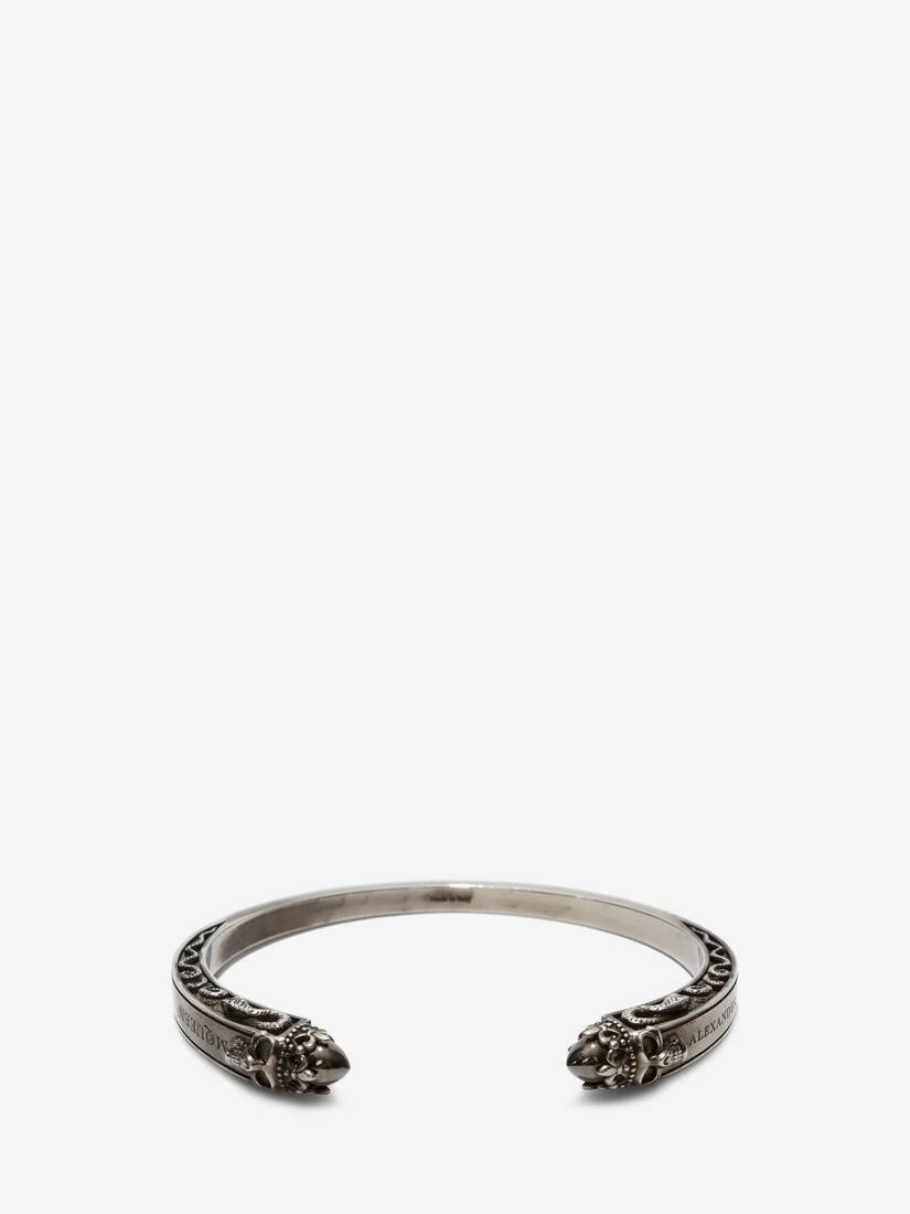 Twin Skull Engraved Bracelet in Hibiscus Pink 1