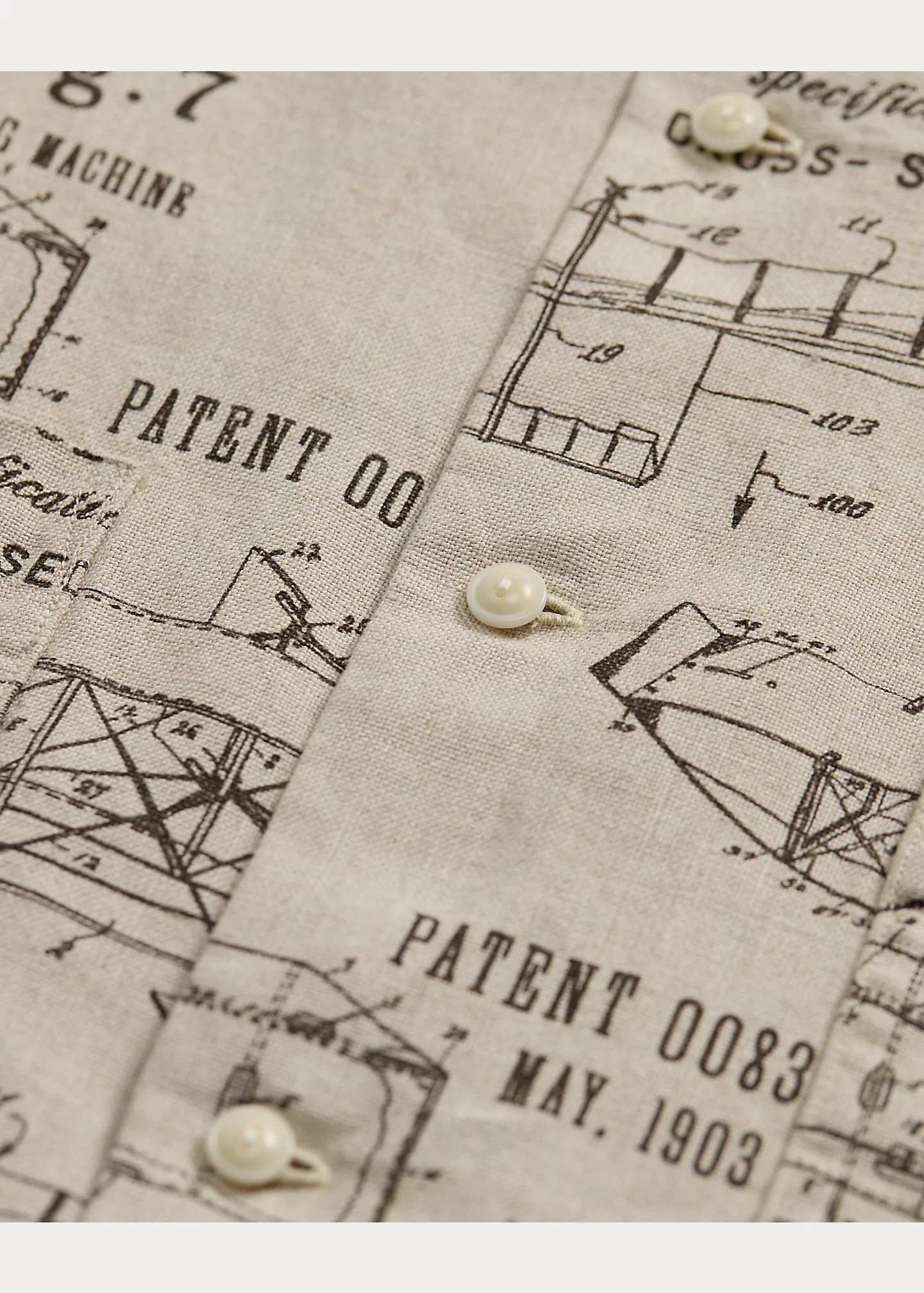 Airplane-Print Linen Camp Shirt - 4