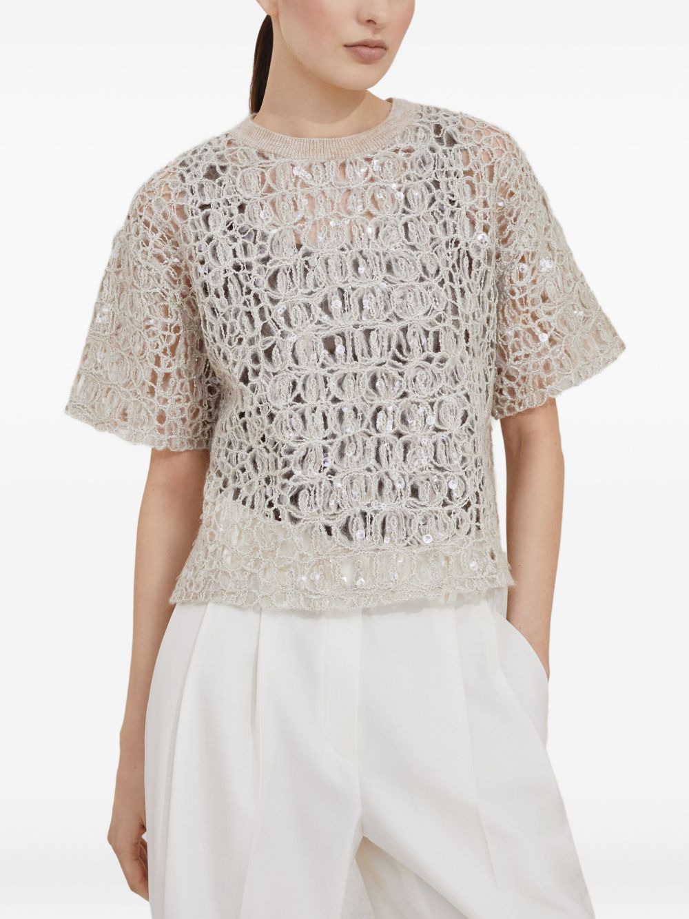sequin-embellished T-shirt - 3