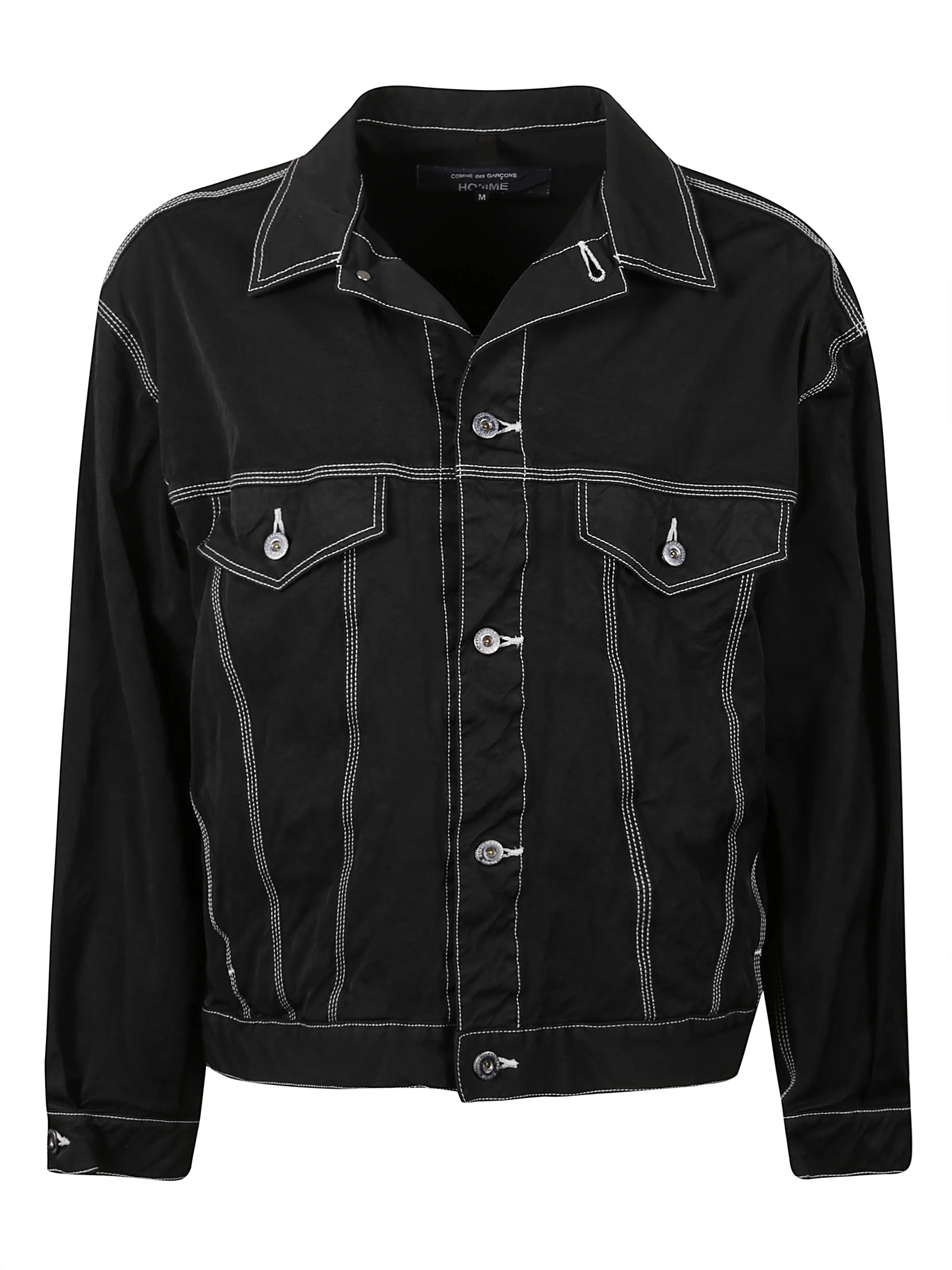 Denim jacket with contrast stitching - 1