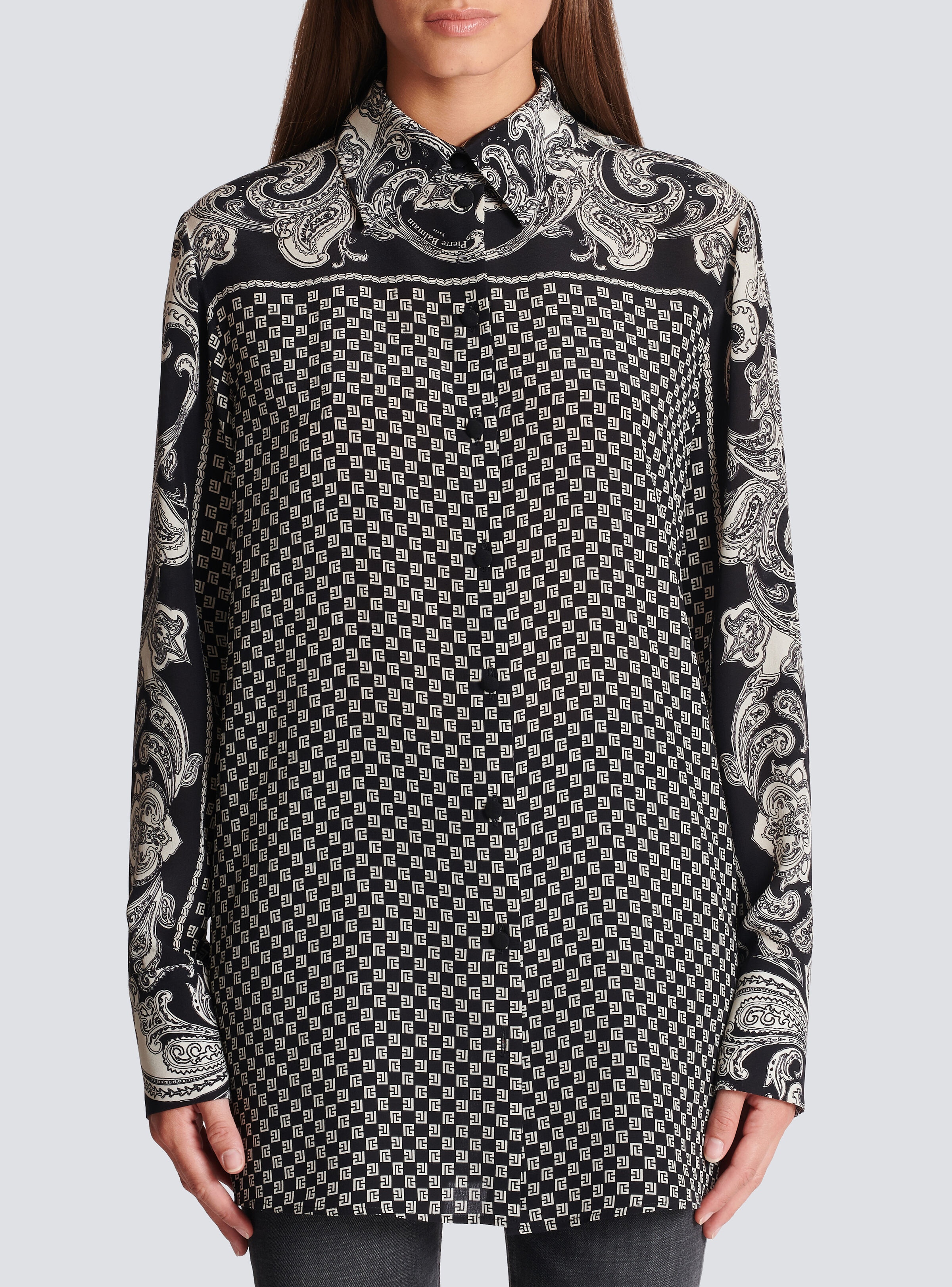 Paisley and mini monogram printed silk shirt - 5
