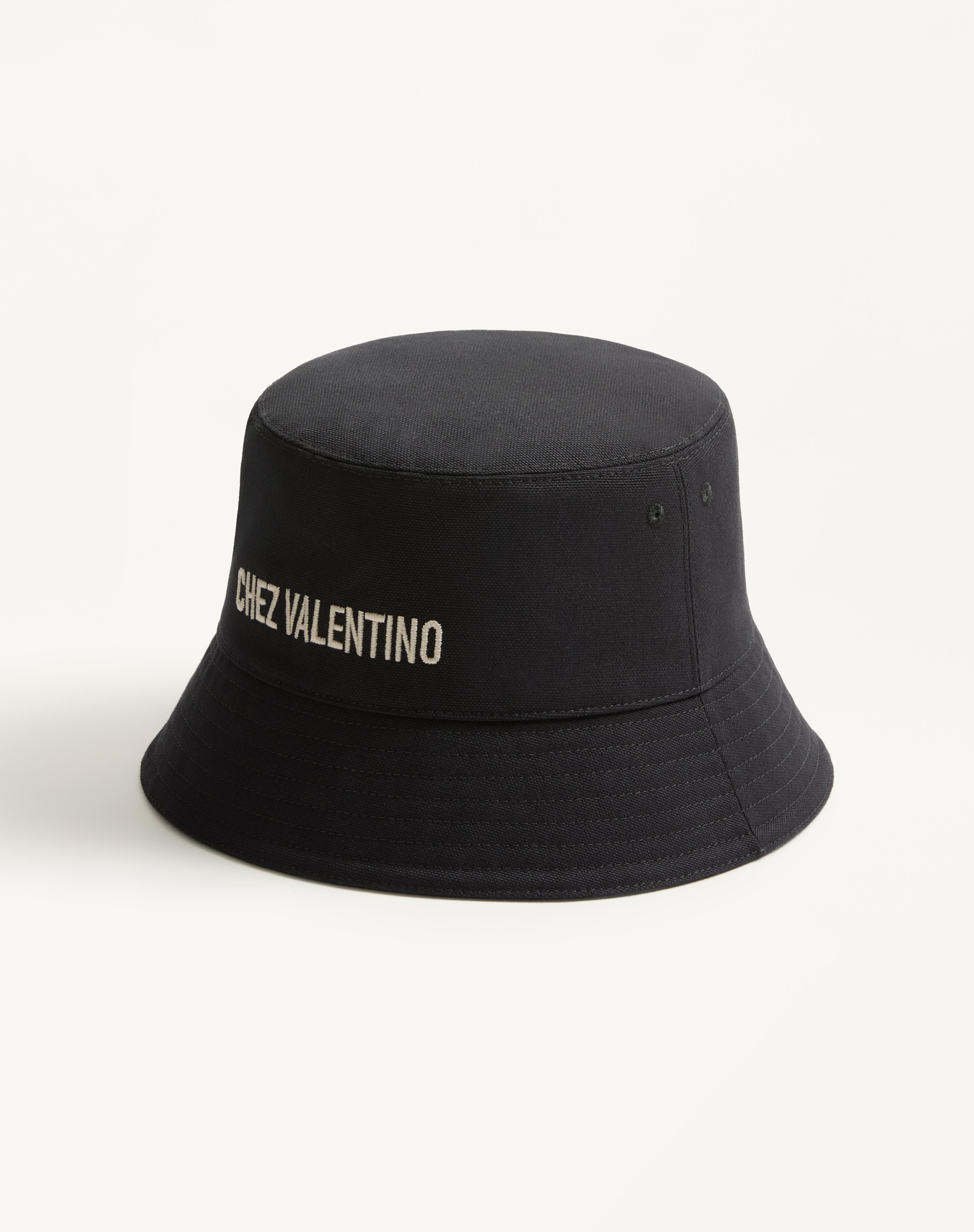 CHEZ VALENTINO COTTON BUCKET HAT WITH EMBROIDERY - 3